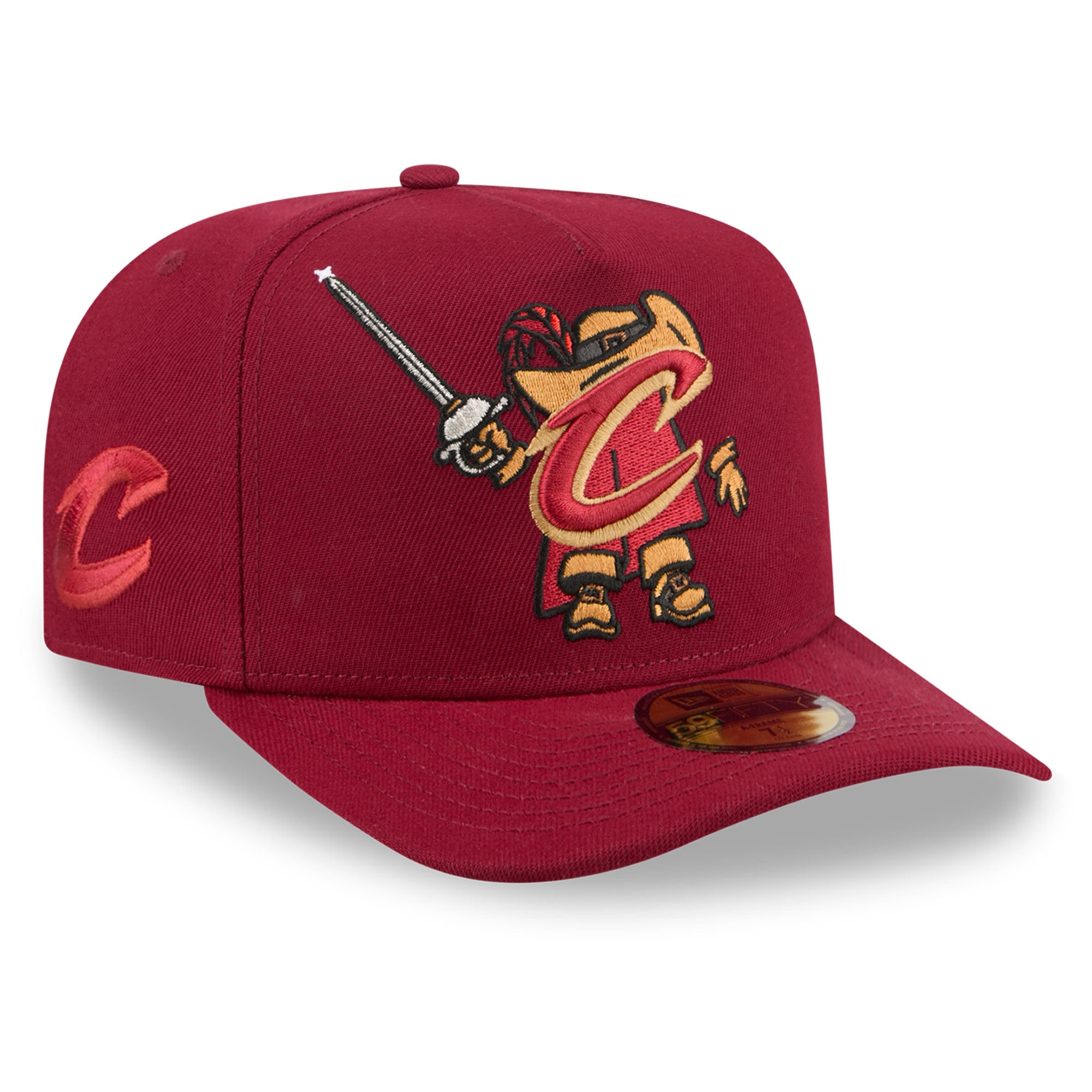 Men's New Era  Wine Cleveland Cavaliers Injection Cartoon Logo A-Frame 59FIFTY Fitted Hat