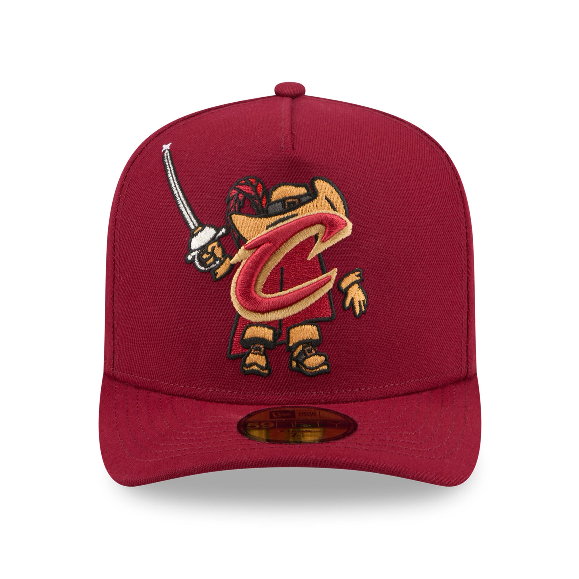 Men's New Era  Wine Cleveland Cavaliers Injection Cartoon Logo A-Frame 59FIFTY Fitted Hat