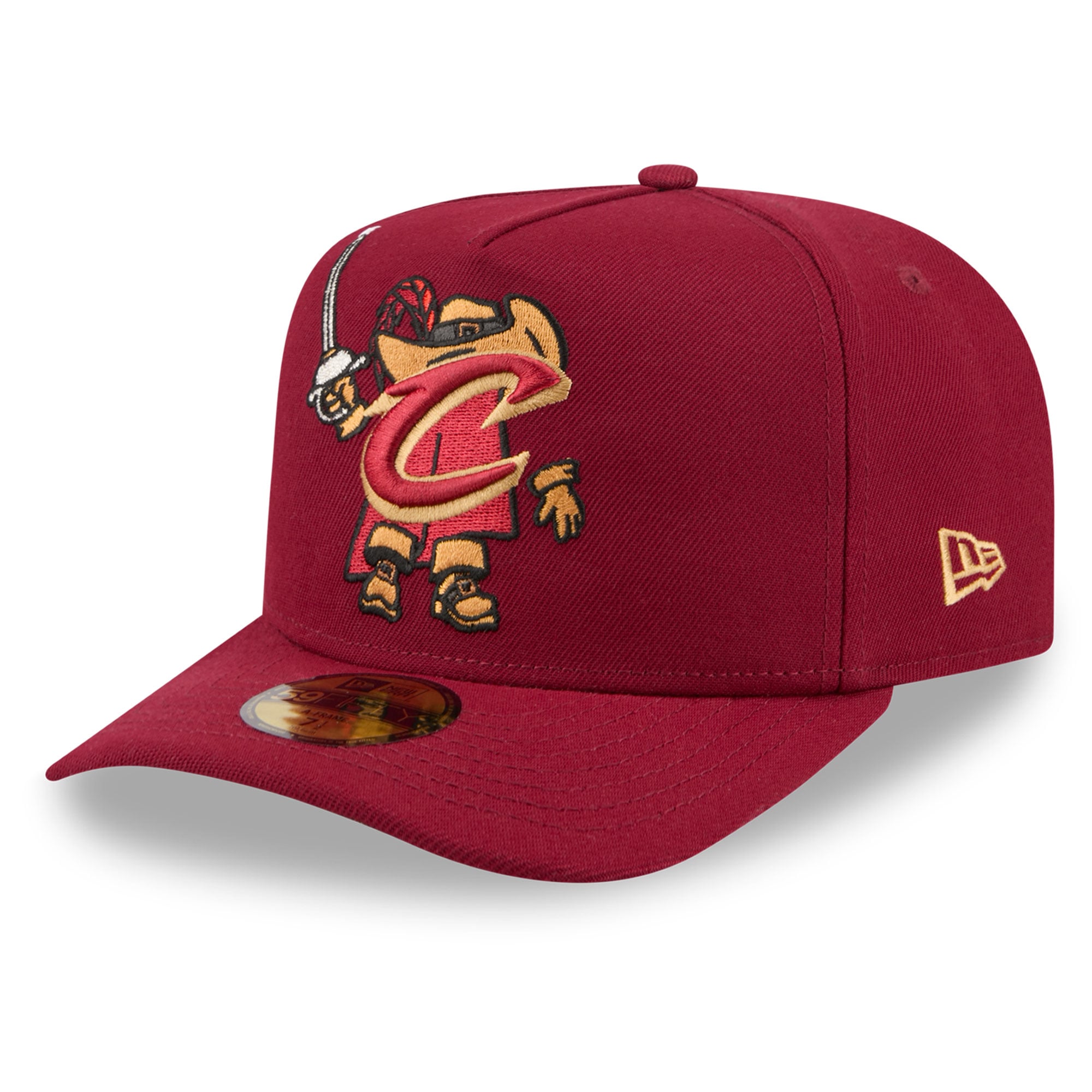 Men's New Era  Wine Cleveland Cavaliers Injection Cartoon Logo A-Frame 59FIFTY Fitted Hat
