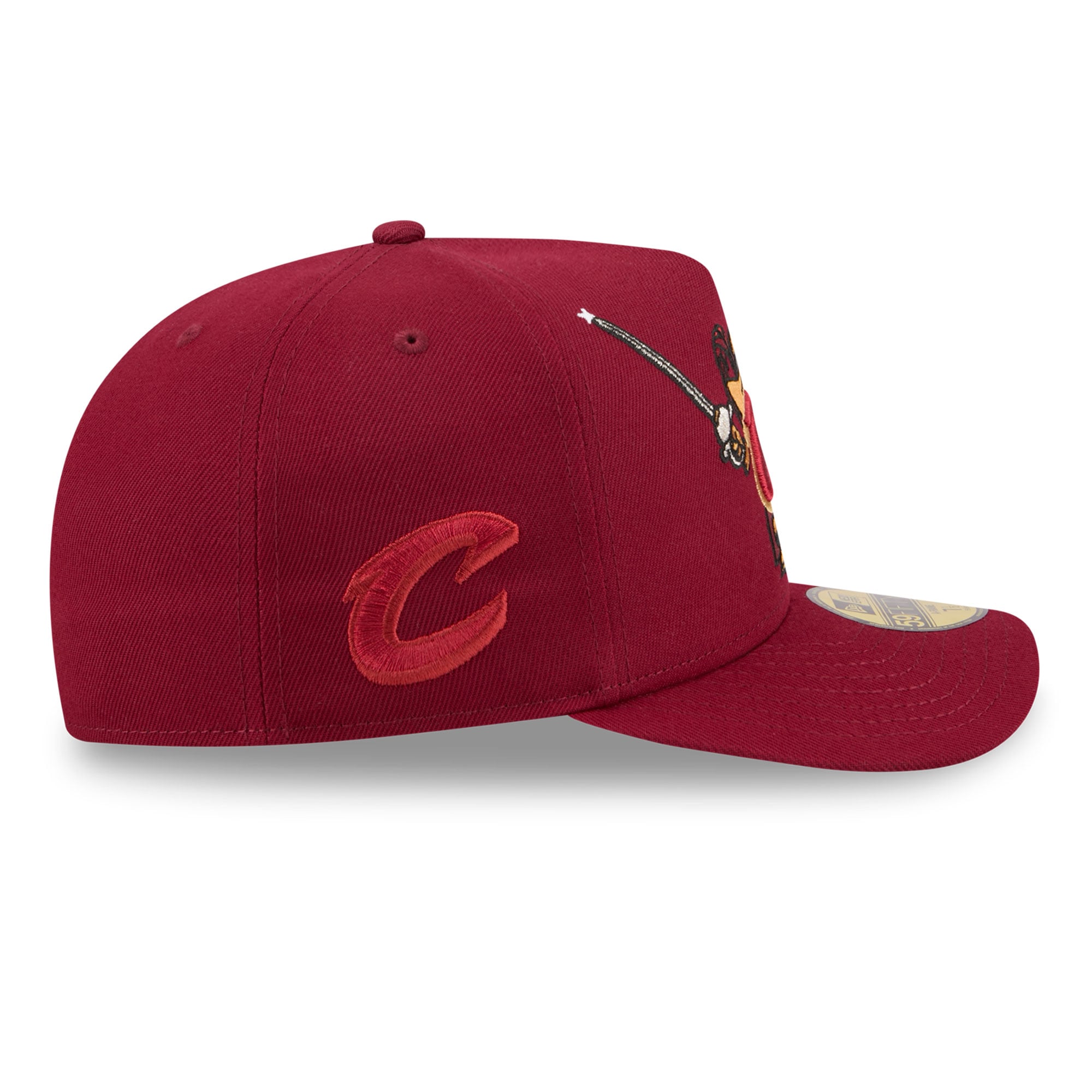 Men's New Era  Wine Cleveland Cavaliers Injection Cartoon Logo A-Frame 59FIFTY Fitted Hat