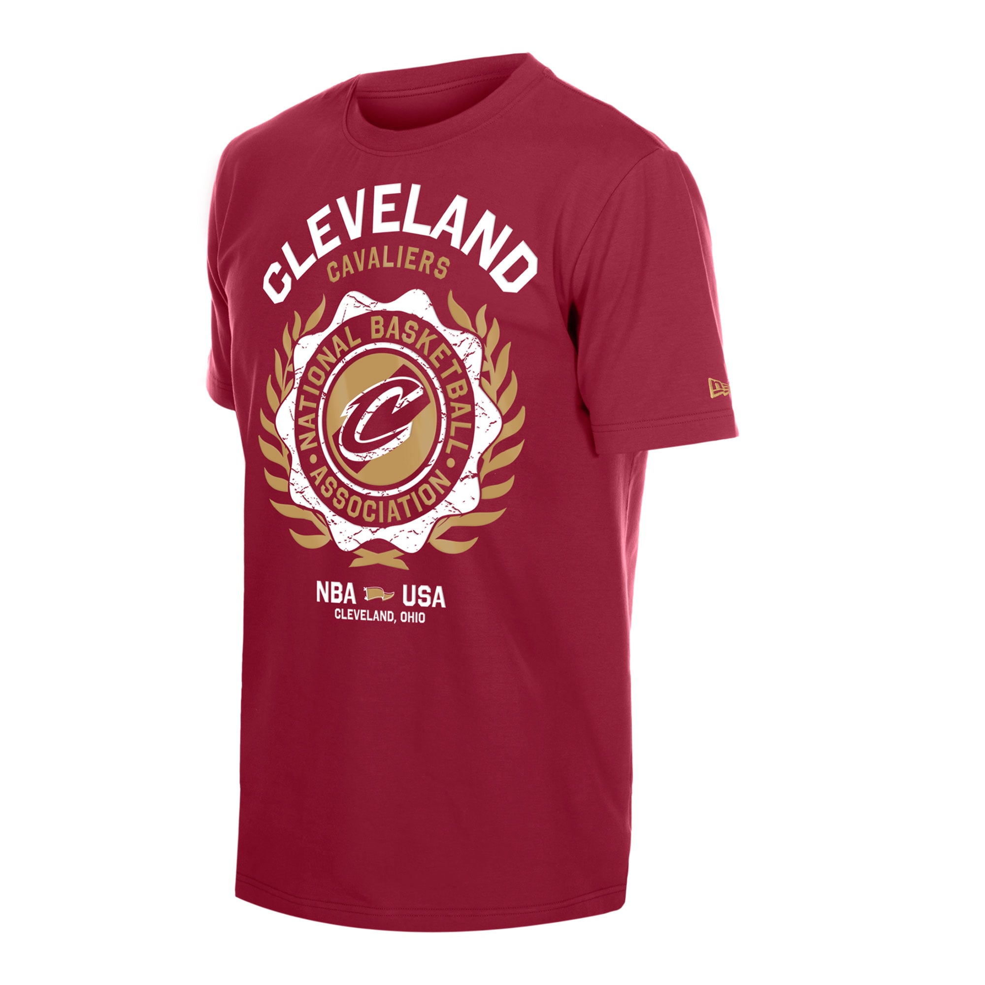T-shirt floqué New Era Wine Cleveland Cavaliers Laurel Crest pour homme
