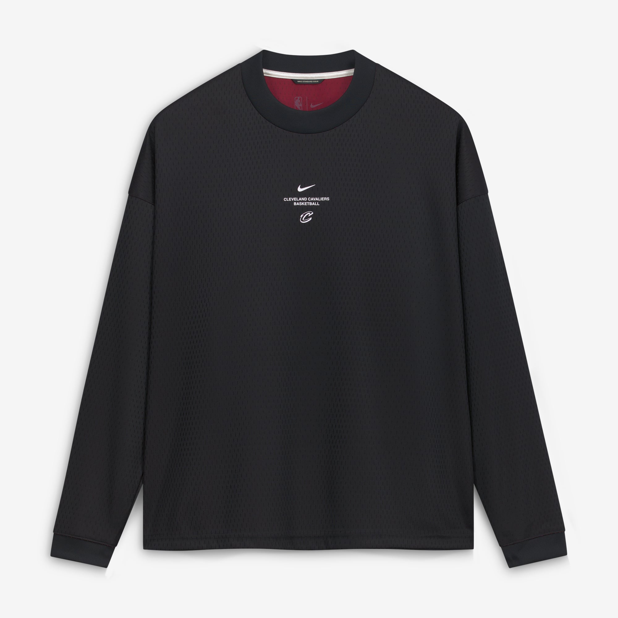 T-shirt à manches longues Nike Cleveland Cavaliers noir pour homme, édition standard 2026, performance d'avant-match
