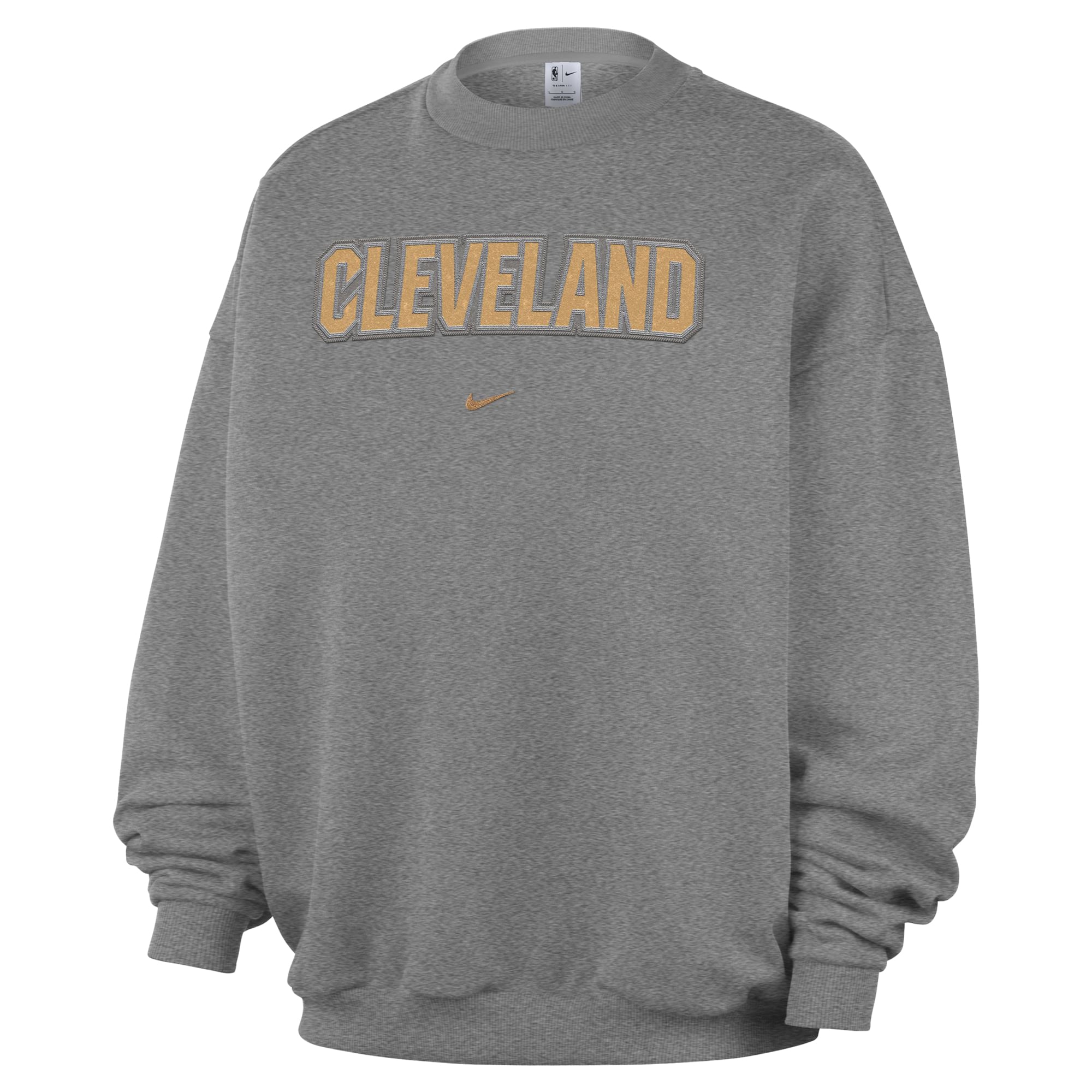 Men's Nike Dark Heather Gray Cleveland Cavaliers Standard Issue Wordmark Fleece Crewneck Sweatshirt