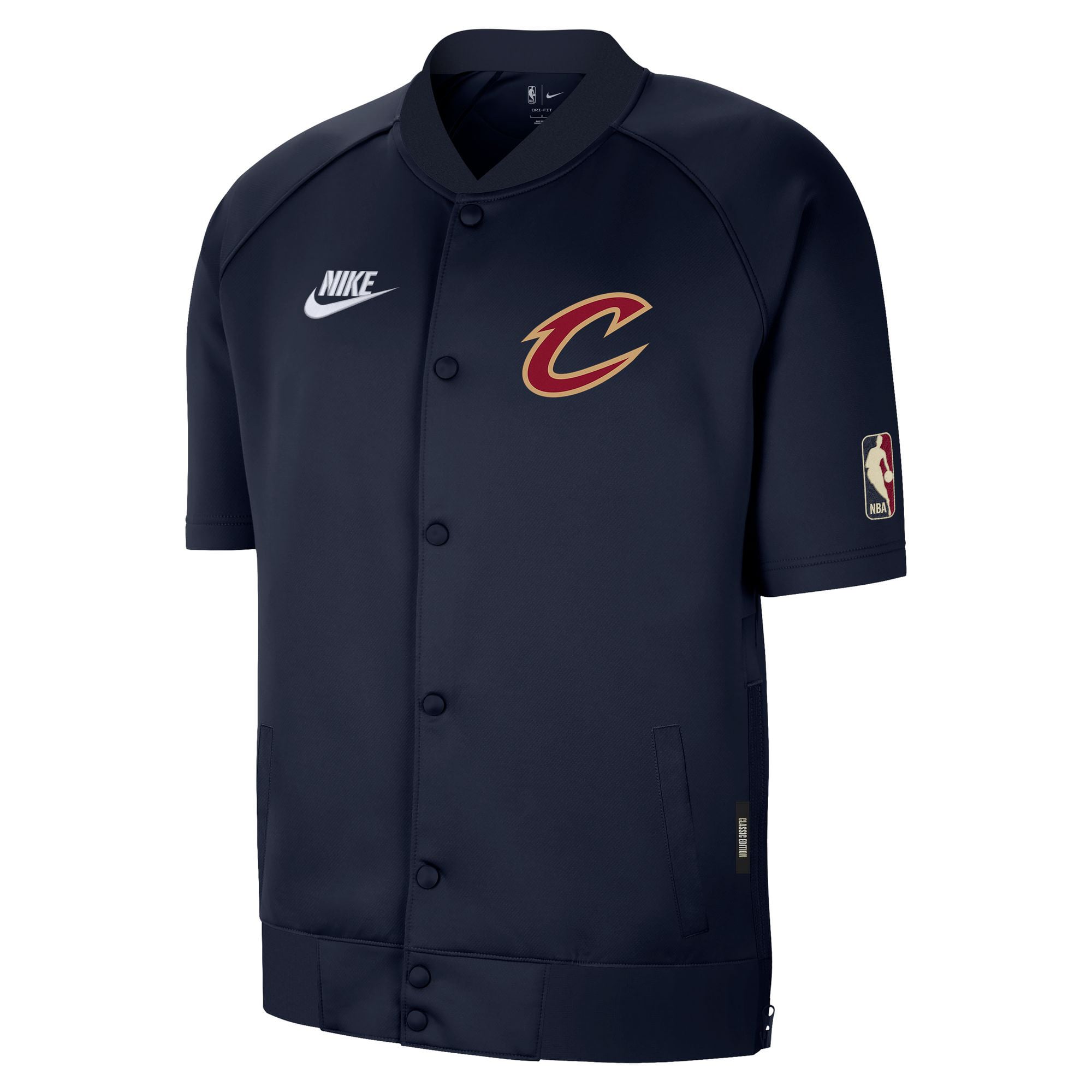 Veste Nike Cleveland Cavaliers Classic Edition Hardwood Classics Authentic pour homme, bleu marine, fermeture à boutons-pression.