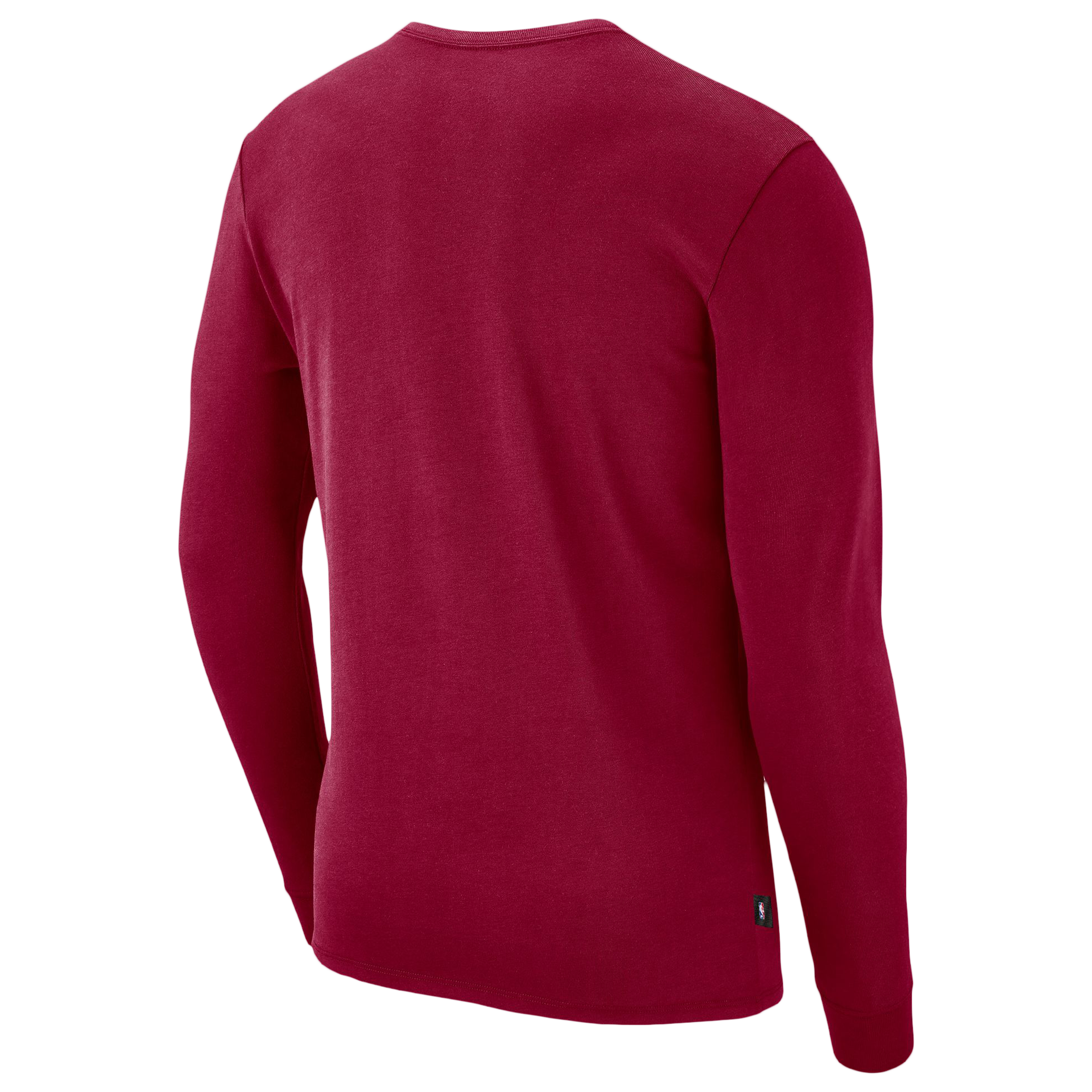 T-shirt d'entraînement à manches longues Nike Cleveland Cavaliers 2026 Standard Issue pour homme, couleur bordeaux.