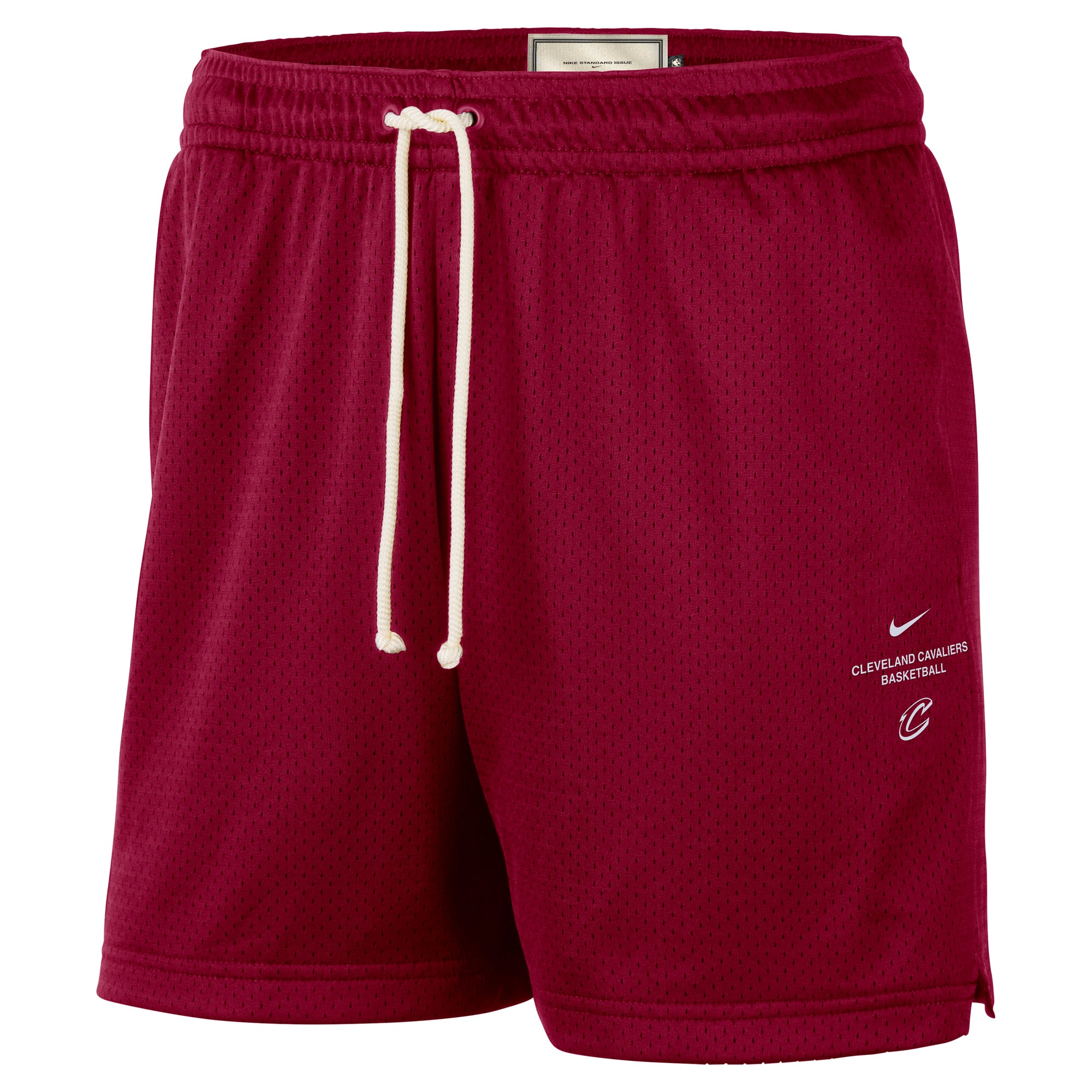 Short d'entraînement Nike Cleveland Cavaliers 2026 Standard Issue en mesh, couleur bordeaux, pour homme