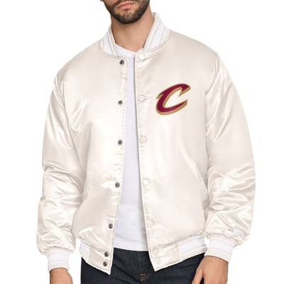 Cleveland Cavaliers Starter Double Team Satin Varsity Full-Snap Jacket - Cream