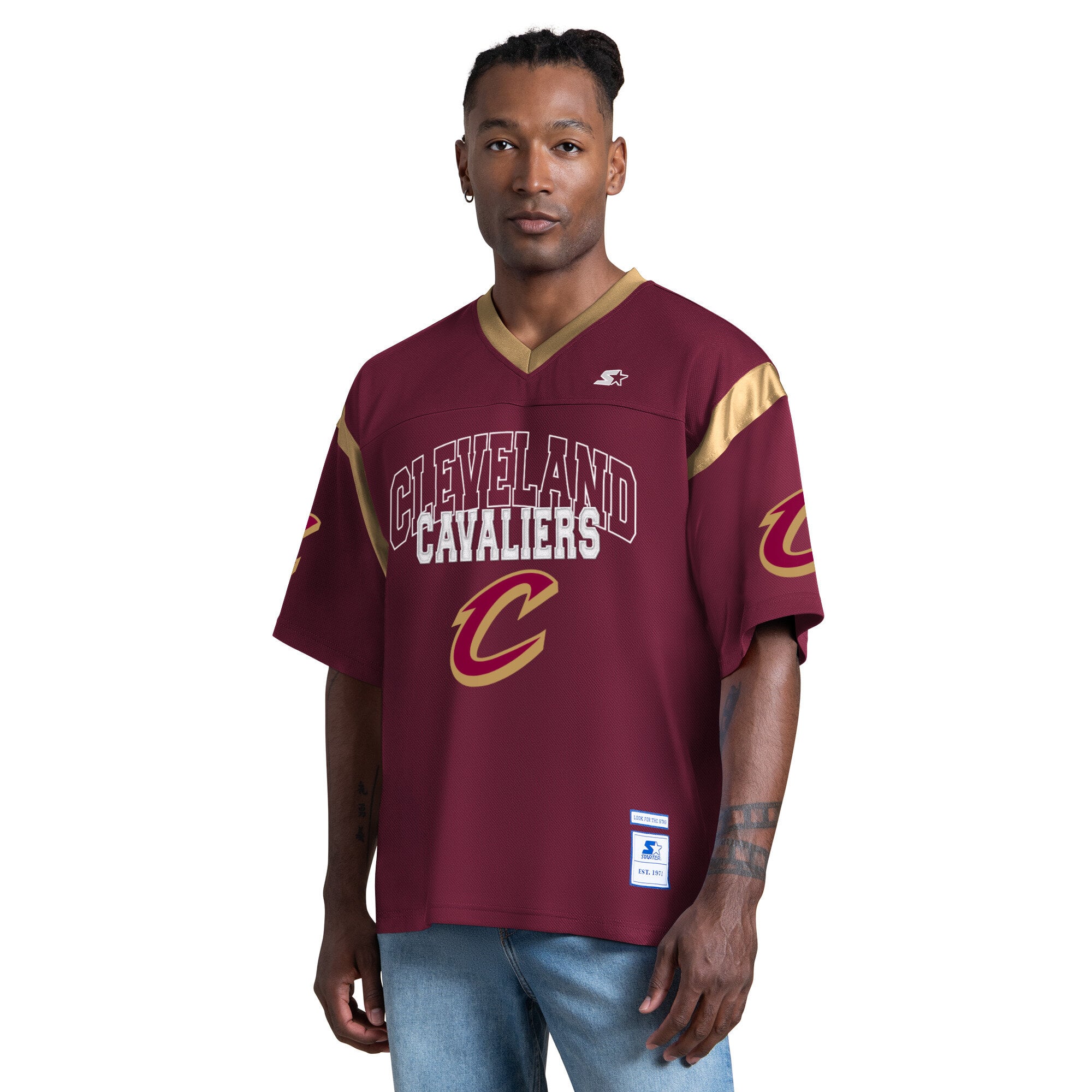 T-shirt à col en V pour homme, motif « Starter Wine », spécial jours de match des Cleveland Cavaliers