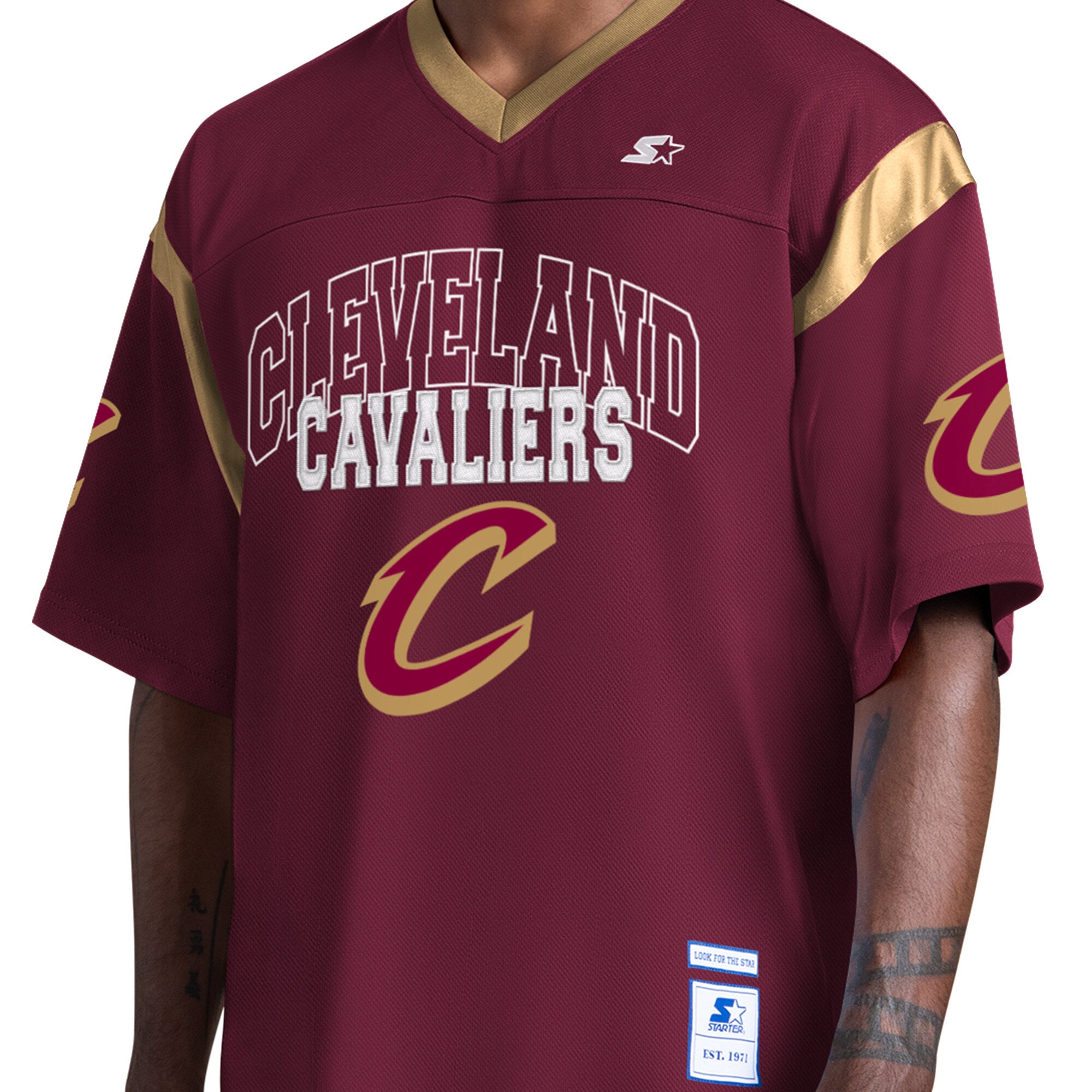 T-shirt à col en V pour homme, motif « Starter Wine », spécial jours de match des Cleveland Cavaliers