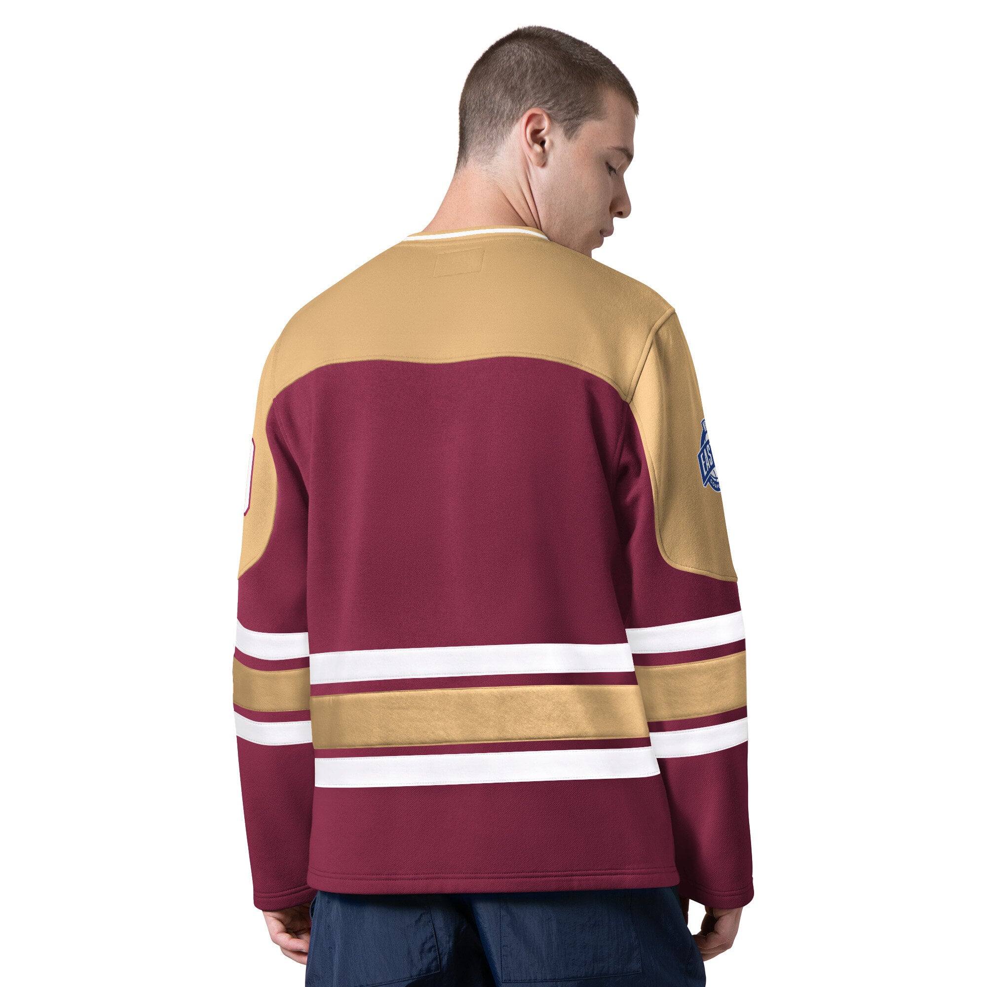 T-shirt à manches longues et col en V pour homme, motif « Starter Wine Cleveland Cavaliers Puck Drop ».