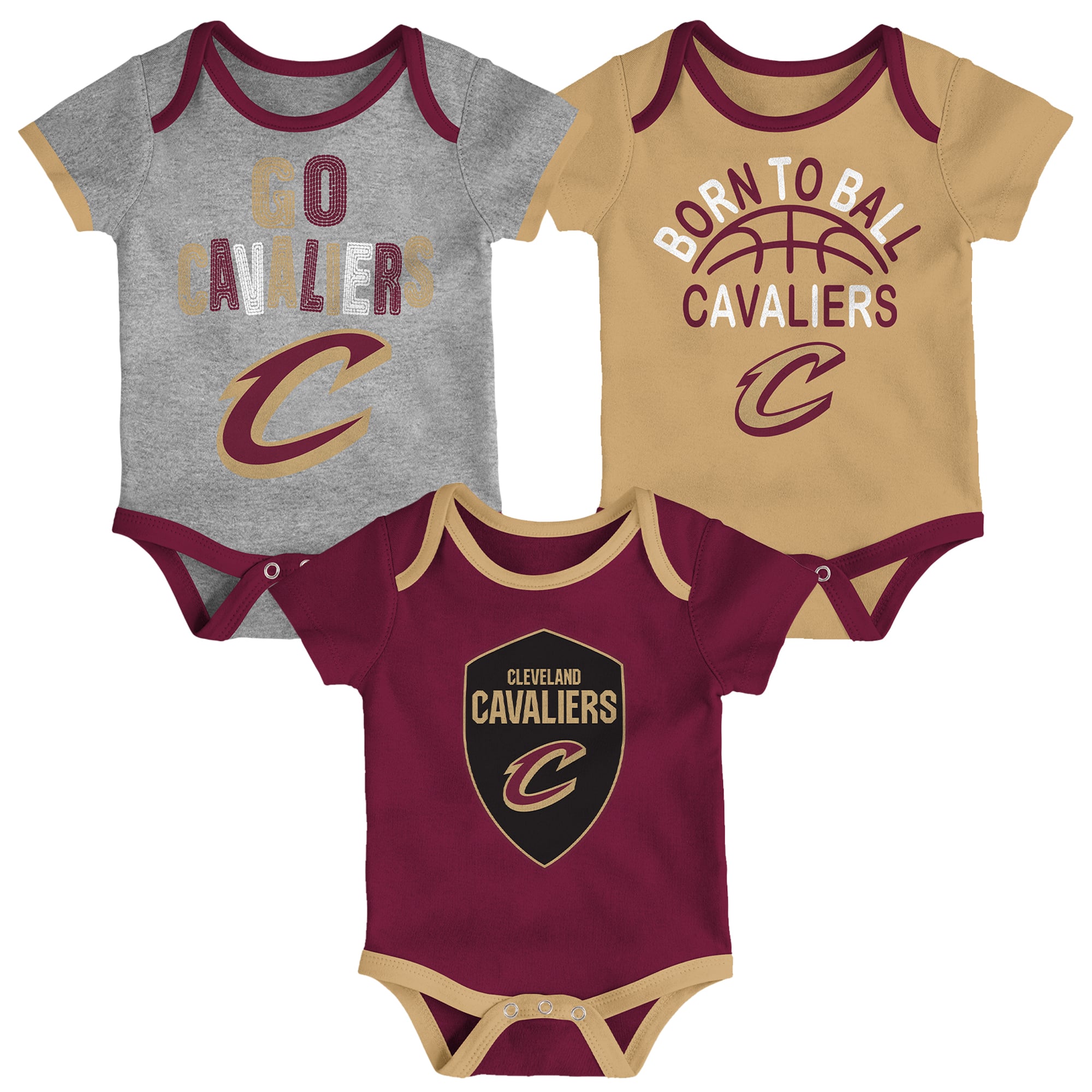 Ensemble de 3 bodies Outerstuff Cleveland Cavaliers Born To Ball pour nouveau-nés et nourrissons