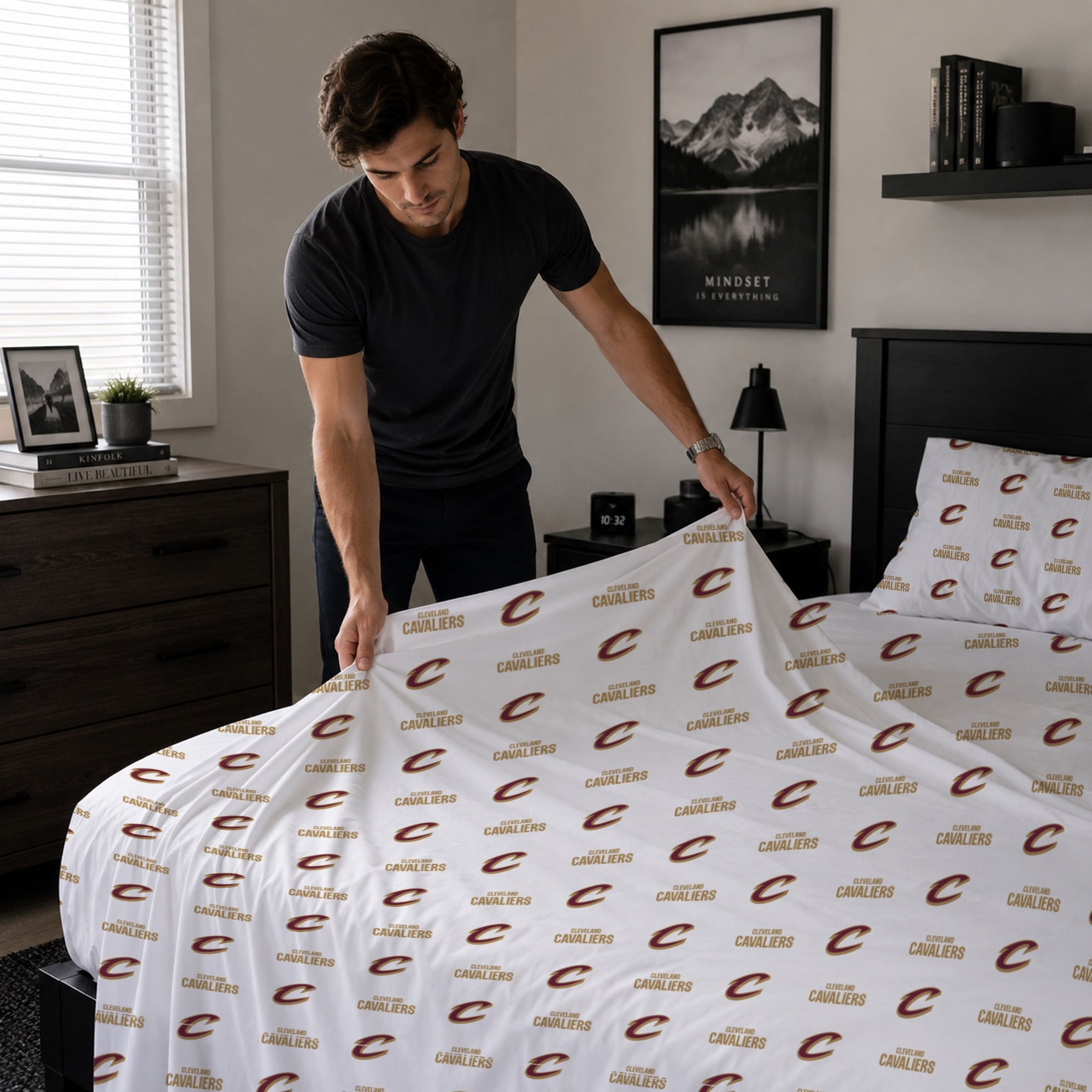 Ensemble de draps quatre pièces Pegasus Cleveland Cavaliers pour lit queen