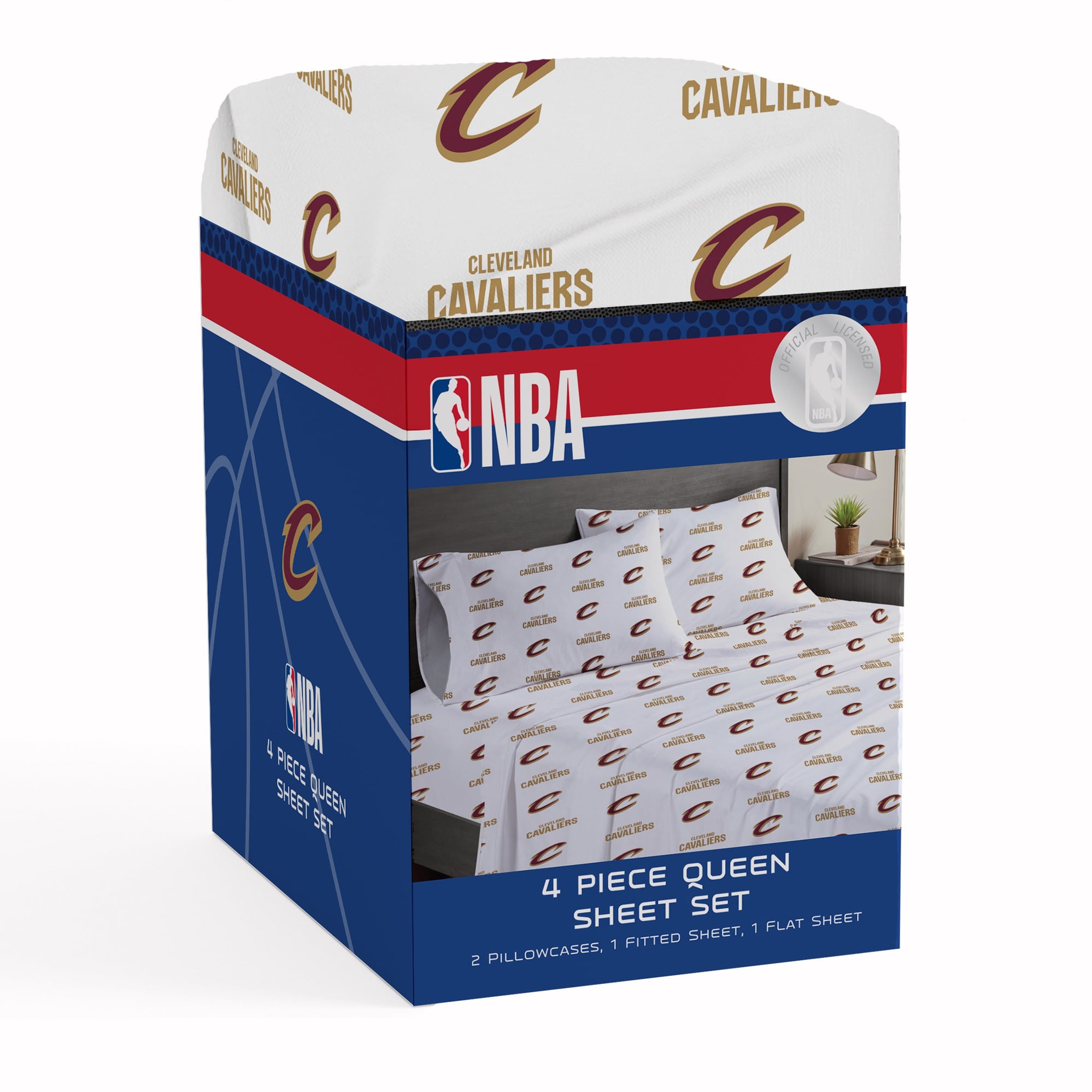 Ensemble de draps quatre pièces Pegasus Cleveland Cavaliers pour lit queen