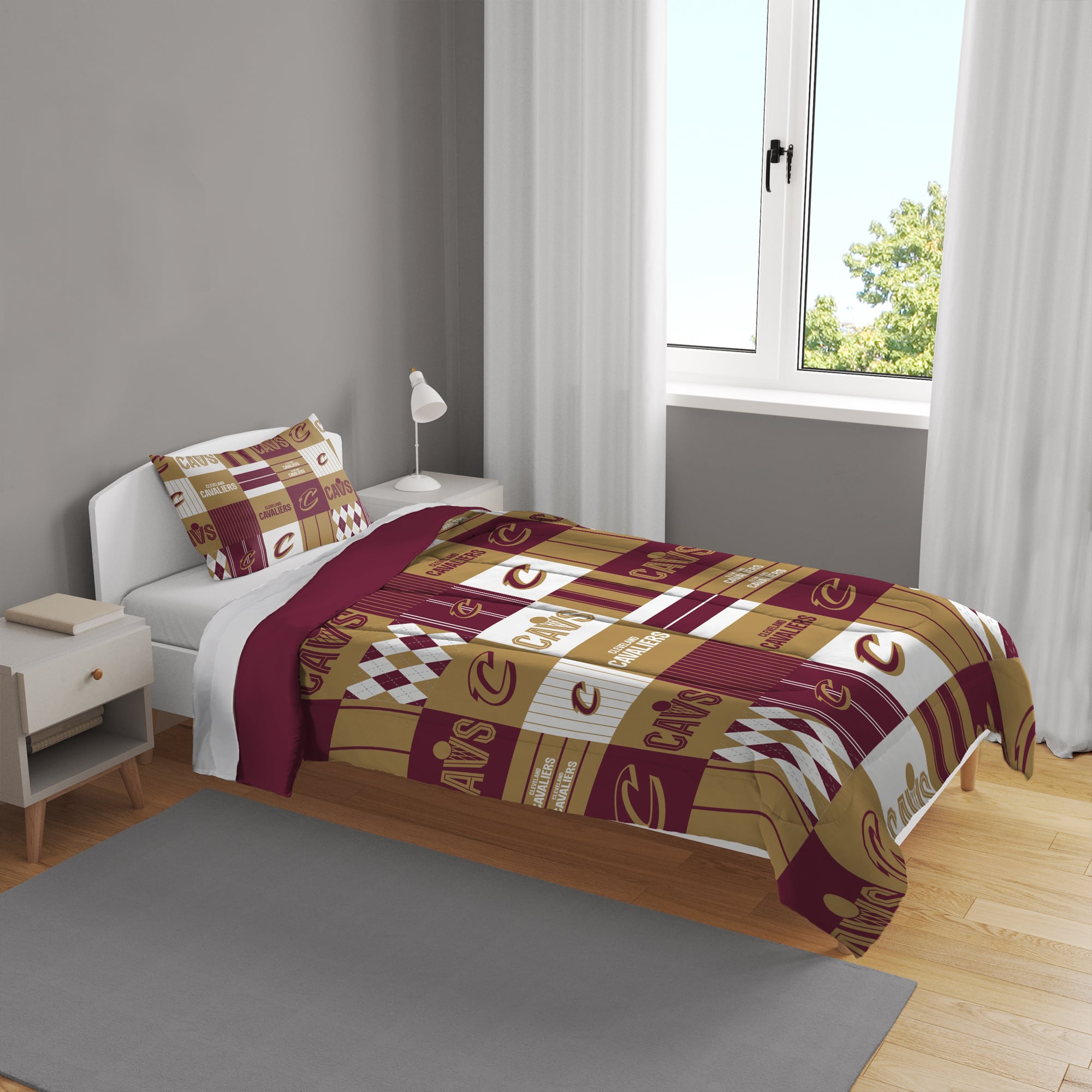 Pegasus Cleveland Cavaliers Patchwork Plaid Two-Piece Twin/Twin XL Bed in a Bag Set