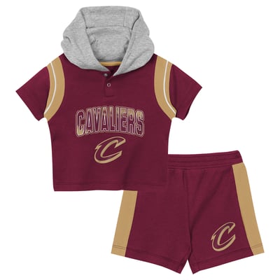 Cleveland Cavaliers Outerstuff Preschool Get Back Short Sleeve Hoodie & Shorts Two-Pack Set - Wine