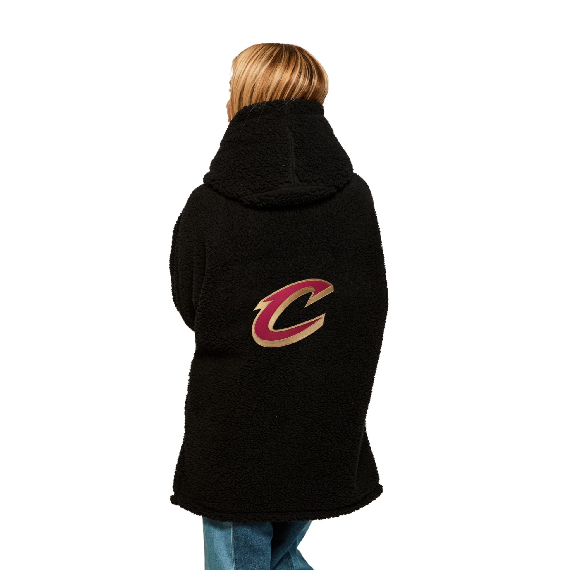 Unisex the Best Lounger World By Jill Martin Black Cleveland Cavaliers Oversized Open-Front Hoodie Sweater