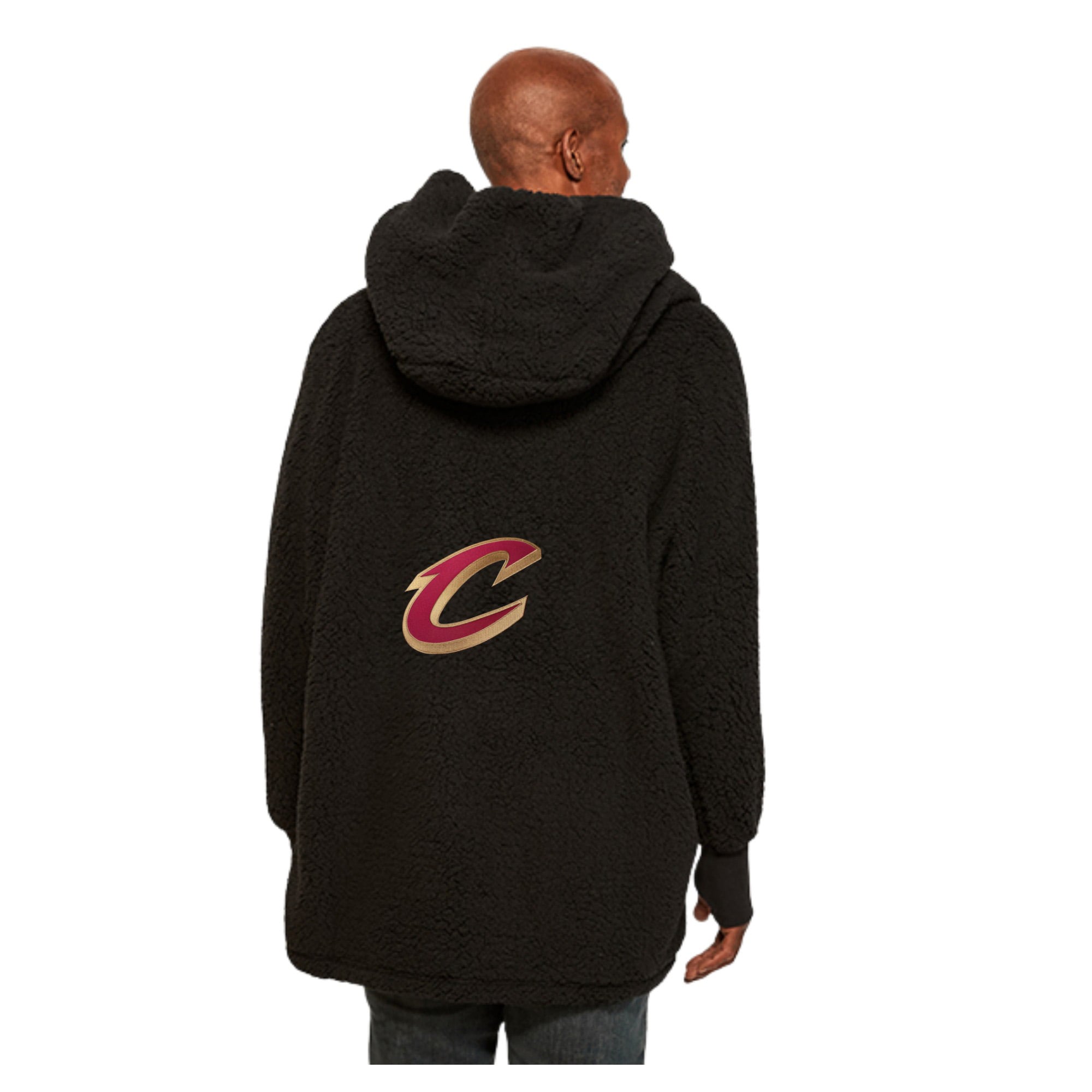 Unisex the Best Lounger World By Jill Martin Black Cleveland Cavaliers Oversized Open-Front Hoodie Sweater