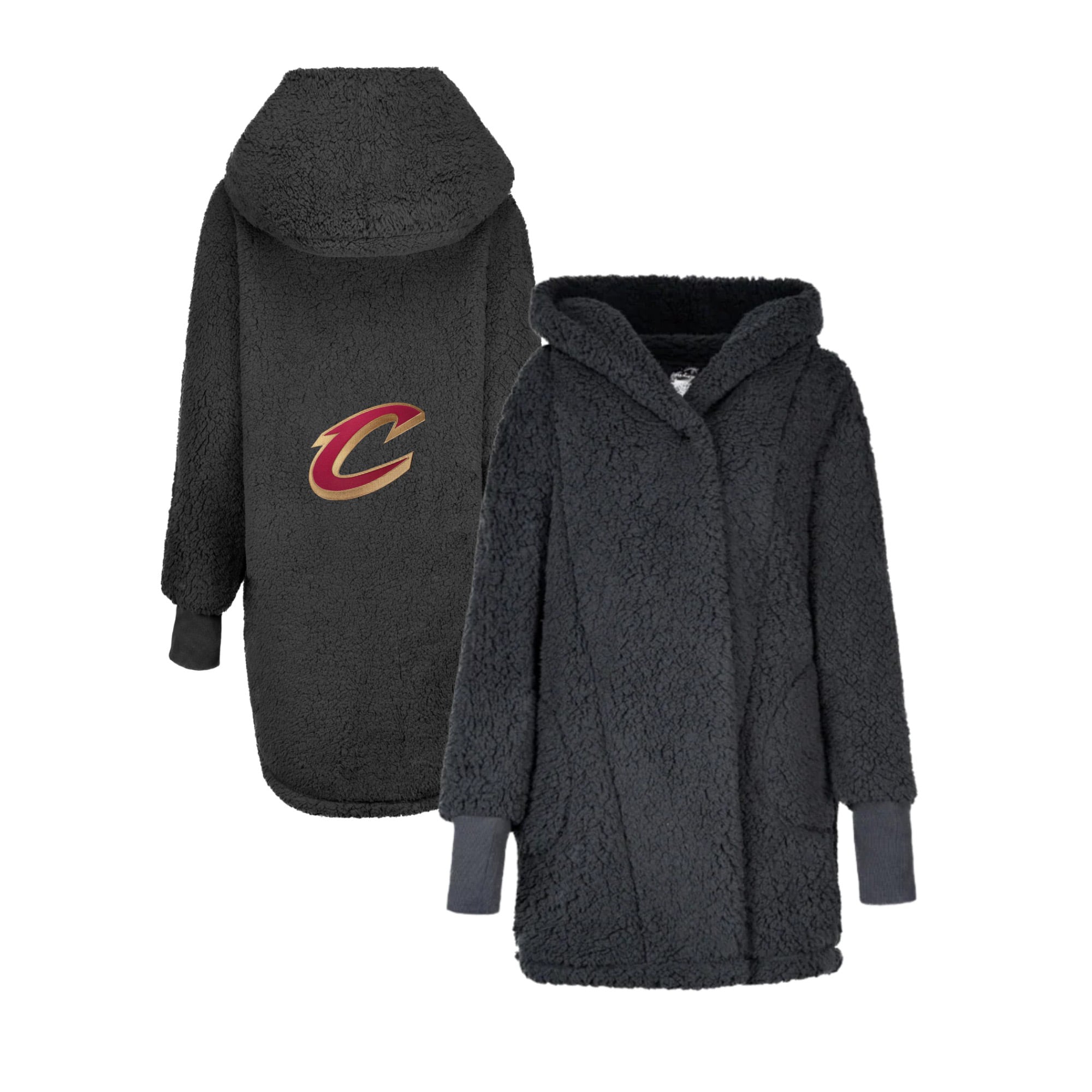 Sweat à capuche ouvert surdimensionné noir Cleveland Cavaliers par Jill Martin, le meilleur transat du monde