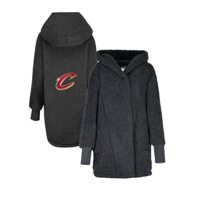 The Best Lounger in the World By Jill Martin Cleveland Cavaliers Unisex Black Oversized Open-Front Hoodie Sweater
