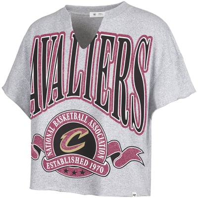 Cleveland Cavaliers '47 Women's Banners Out Oversized Notch Neck T-Shirt - Gray