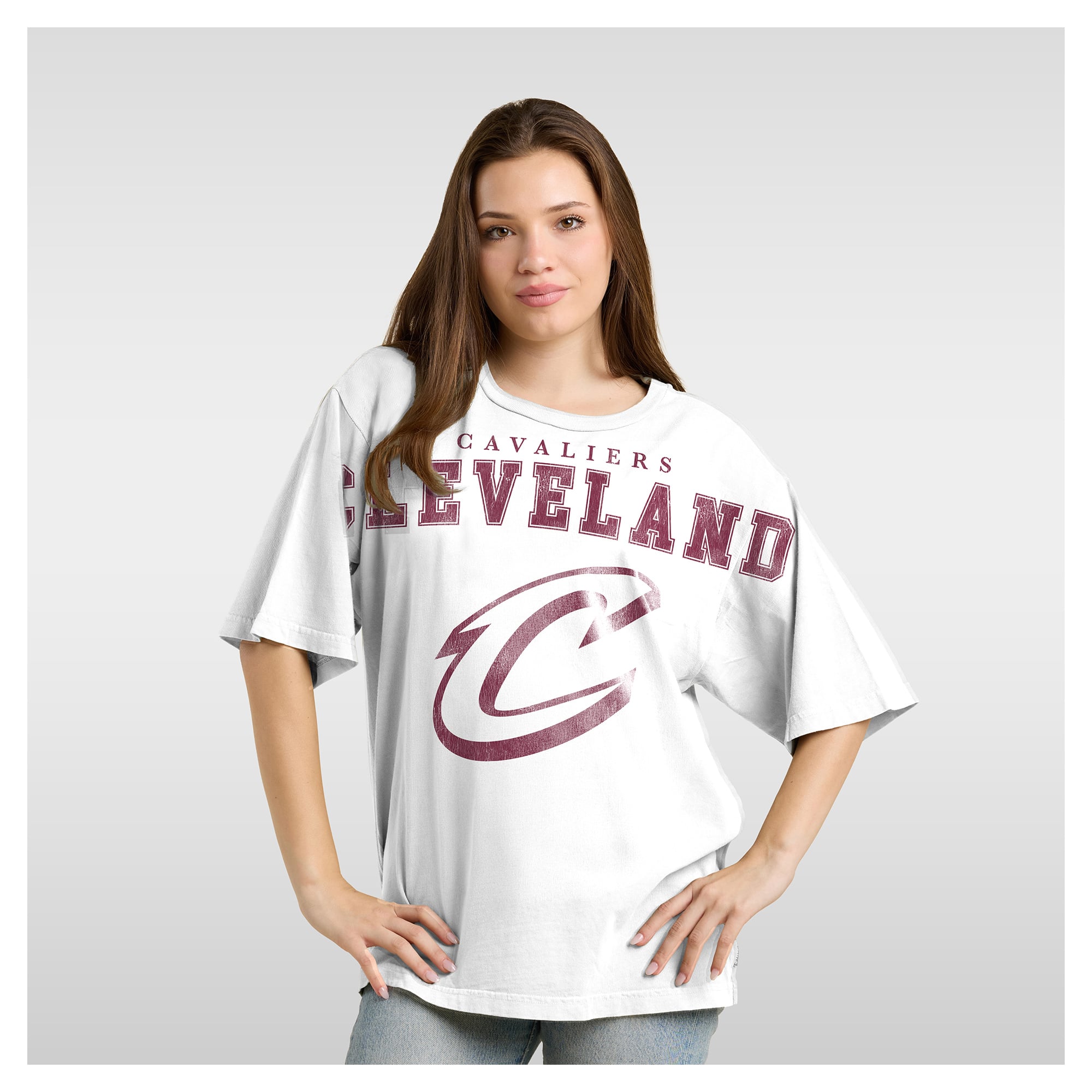 Women's Fanatics White Cleveland Cavaliers Spirit Relaxed Jersey T-Shirt