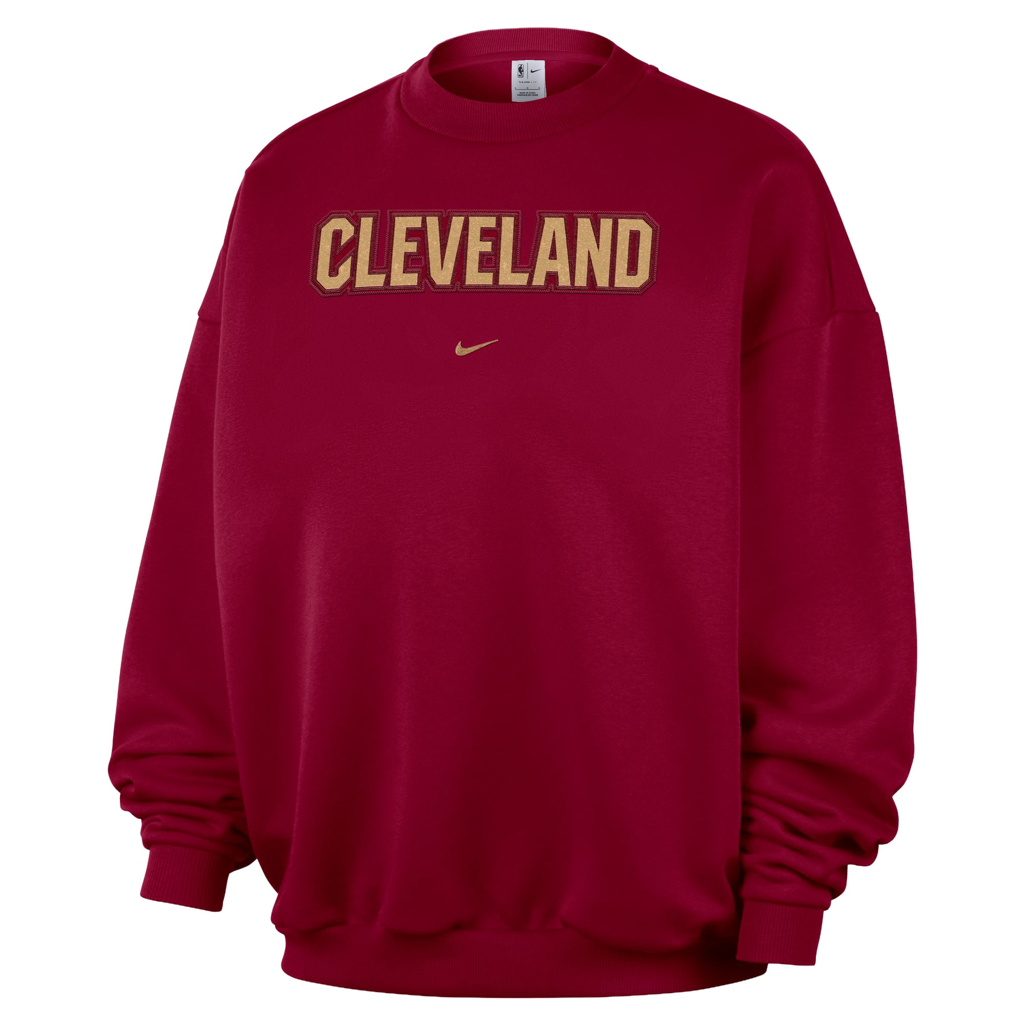 Women's Nike  Wine Cleveland Cavaliers Standard Issue Wordmark Fleece Crewneck Sweatshirt
