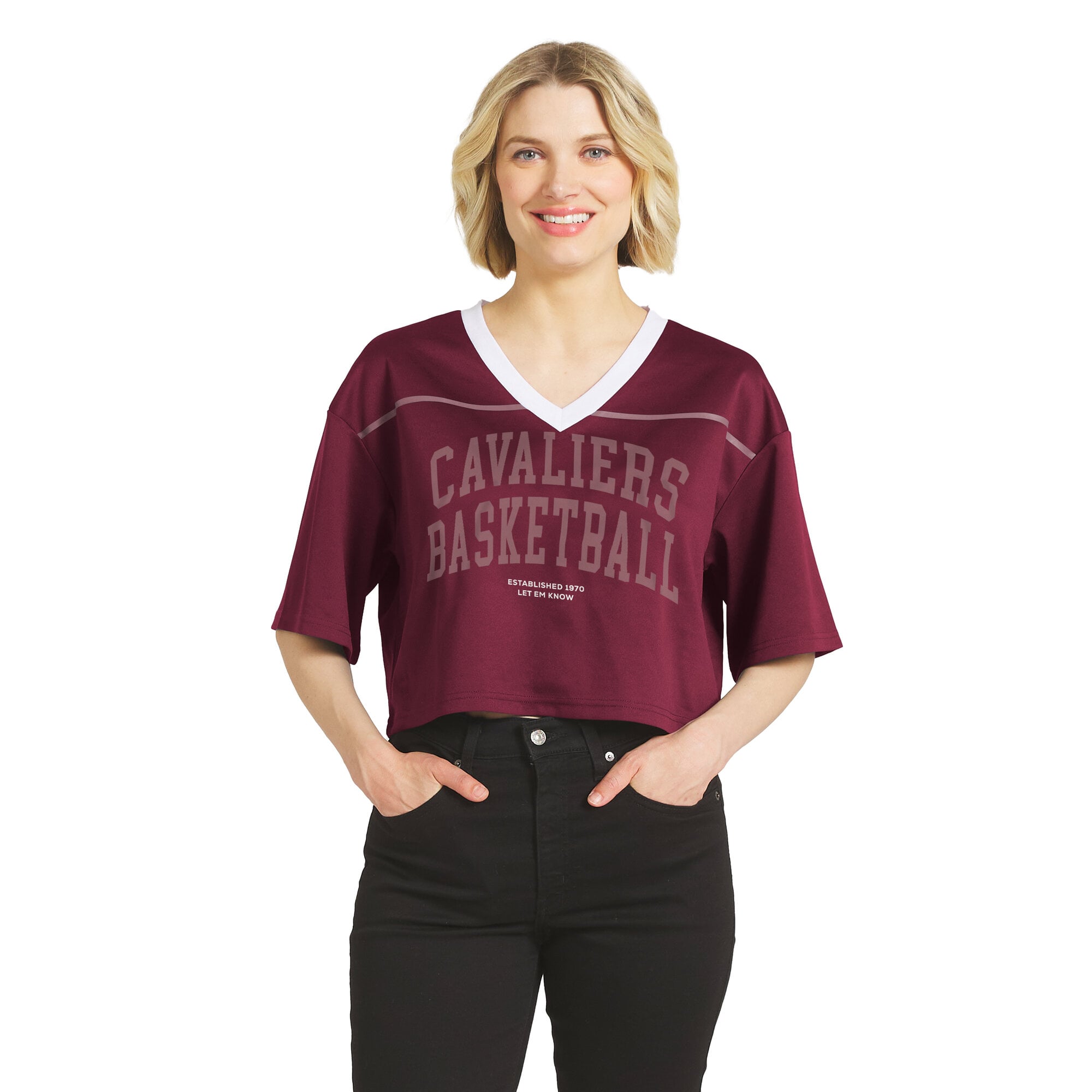 T-shirt court en jersey WEAR by Erin Andrews Wine Cleveland Cavaliers pour femmes