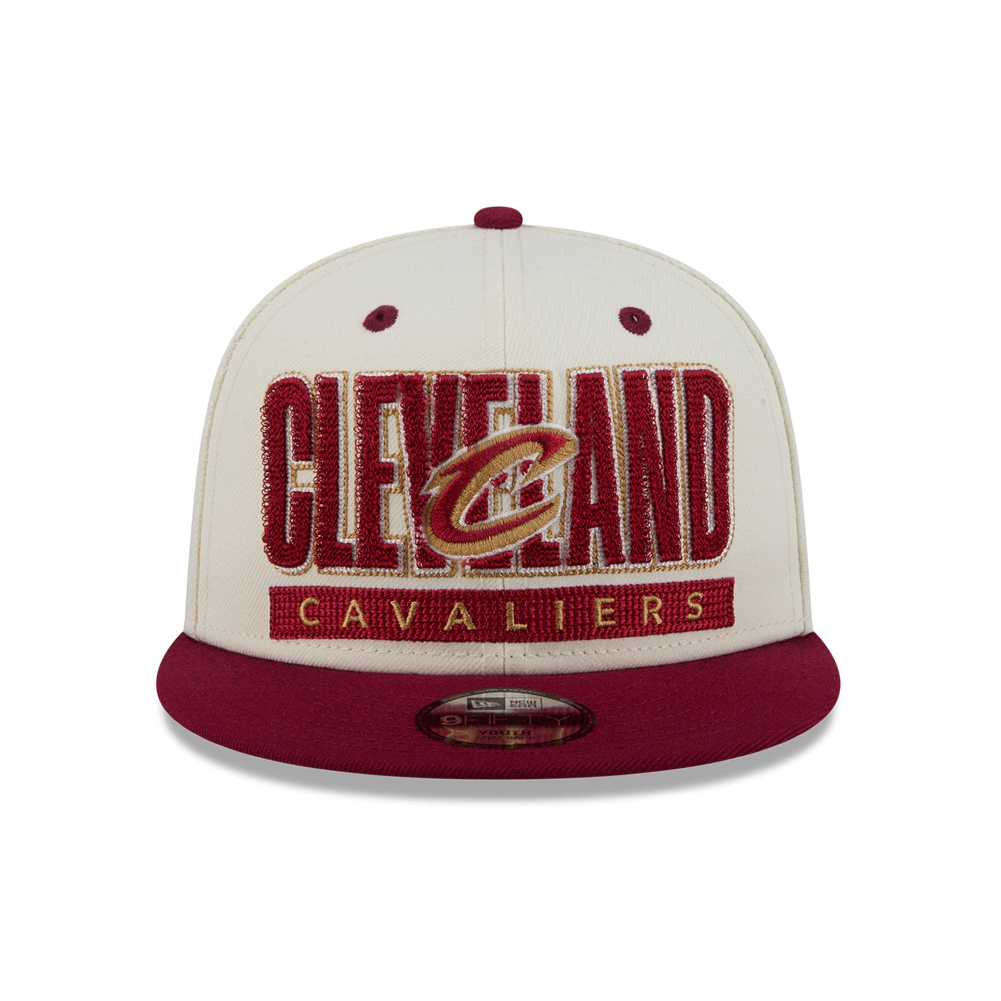 Casquette snapback New Era Classic 9FIFTY crème/bordeaux pour jeunes des Cleveland Cavaliers