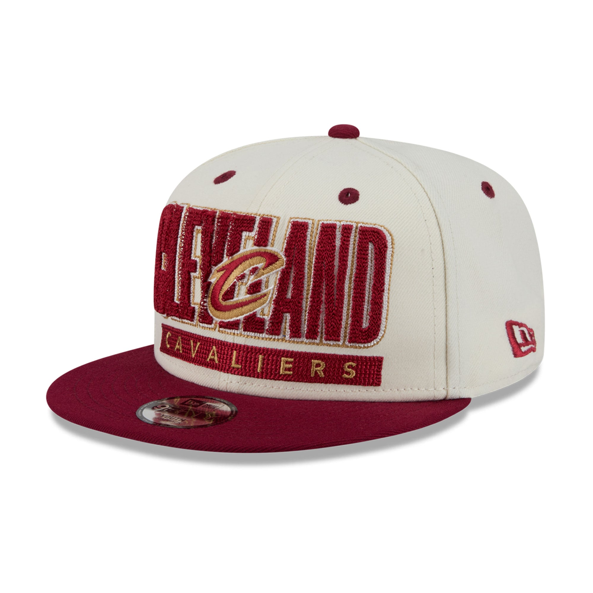 Casquette snapback New Era Classic 9FIFTY crème/bordeaux pour jeunes des Cleveland Cavaliers