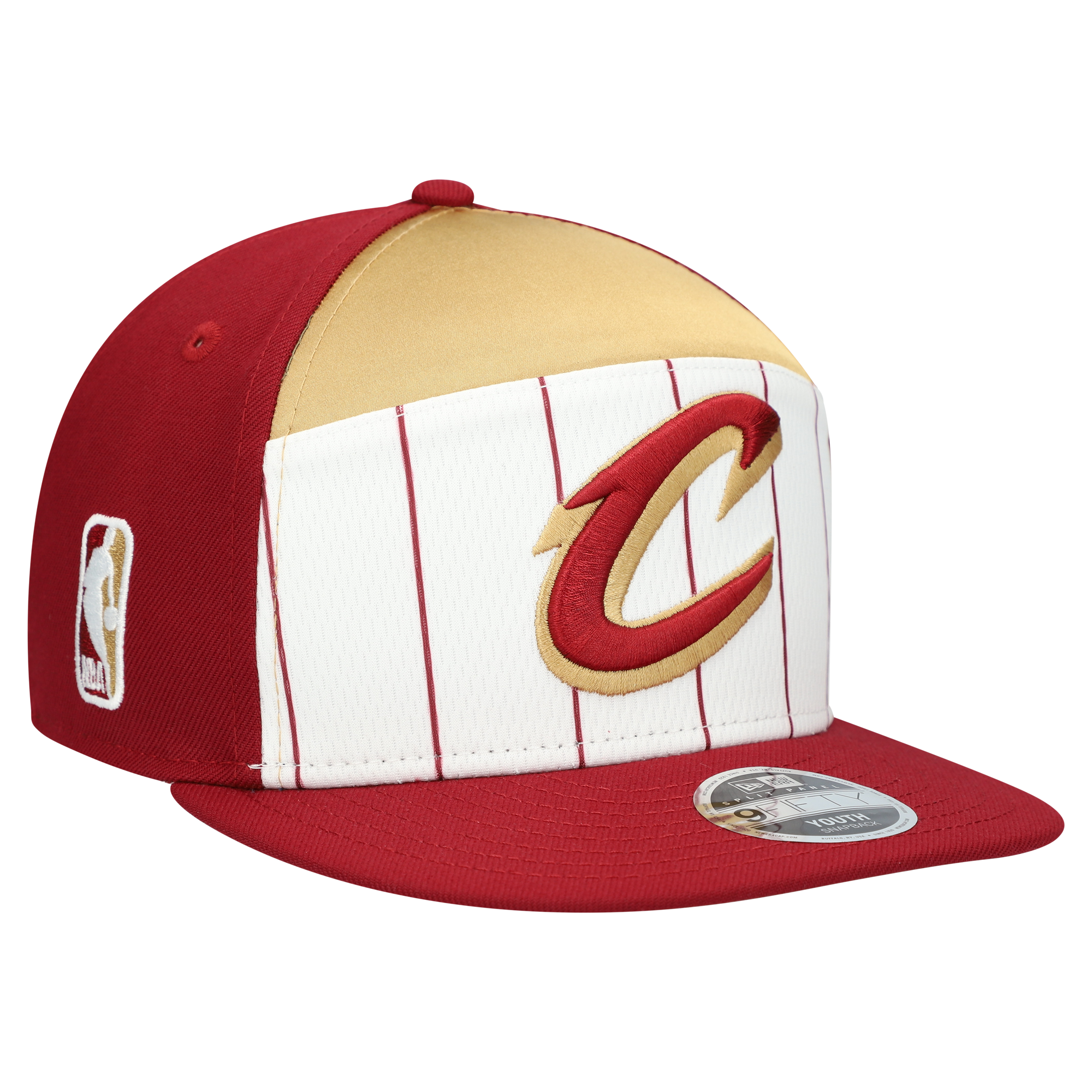 Youth Cleveland Cavaliers New Era White/Wine 2025 NBA Tip Off Split Panel 9FIFTY Snapback Hat