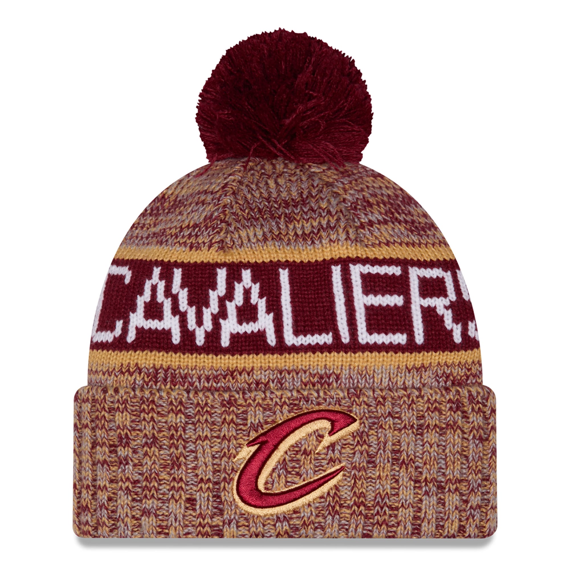 Bonnet New Era Cleveland Cavaliers tricolore à revers et pompon pour enfant