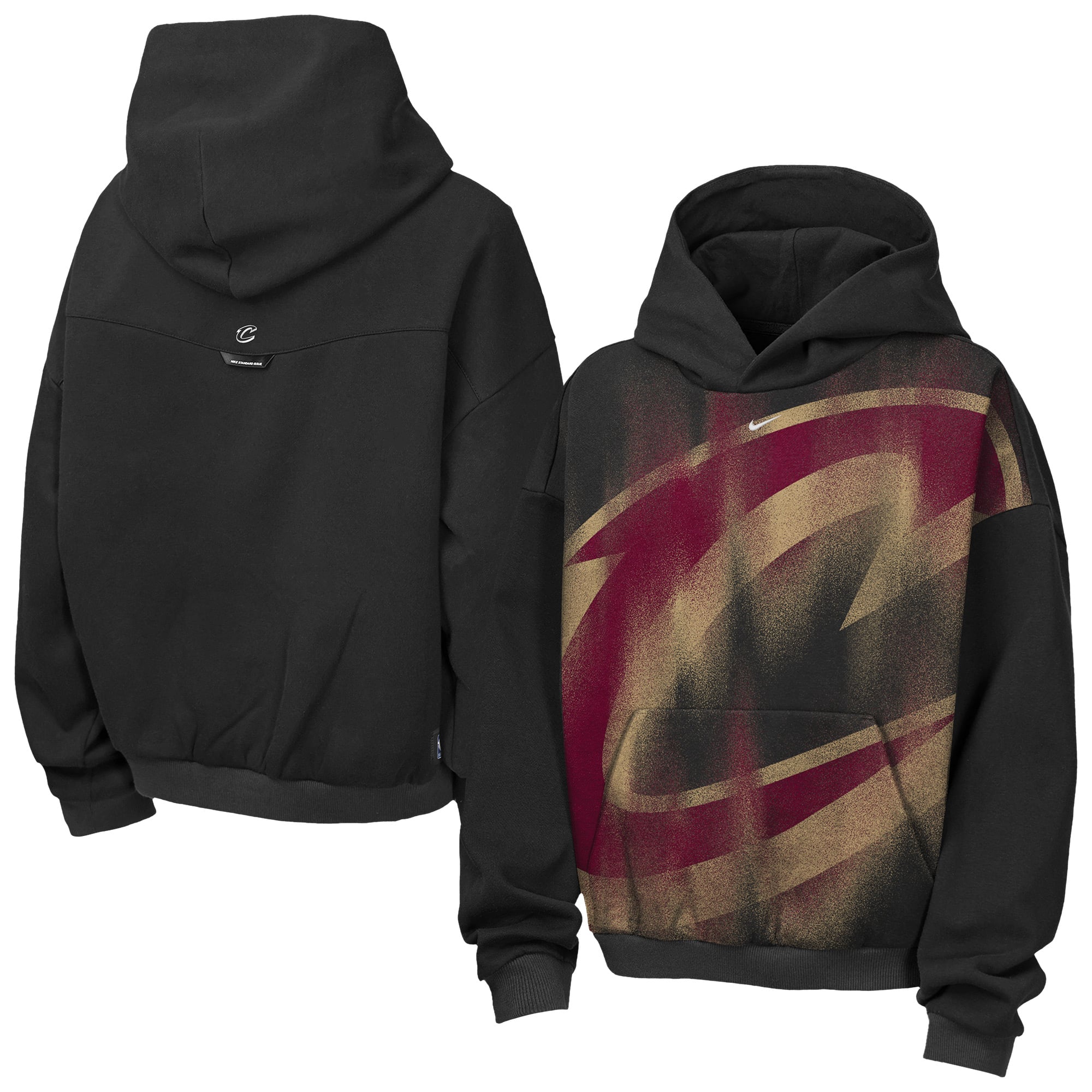 Sweat à capuche Nike Cleveland Cavaliers noir pour enfant, édition standard 2026, modèle « Icon », en polaire.