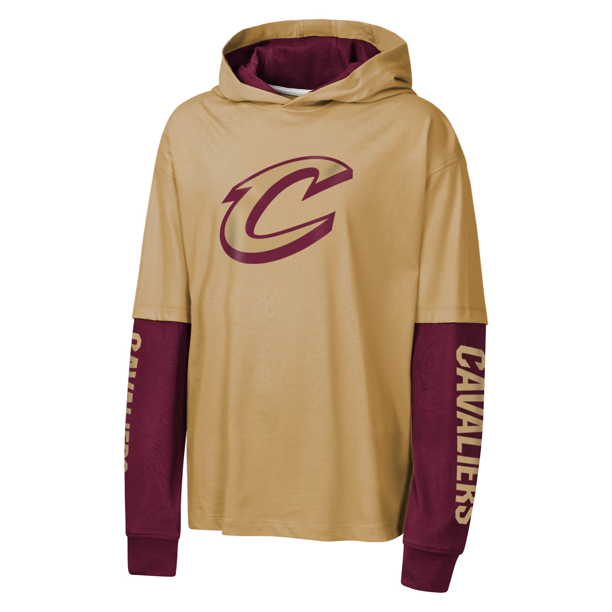 T-shirt à capuche surdimensionné Outerstuff beige Cleveland Cavaliers Double Nickel pour jeunes