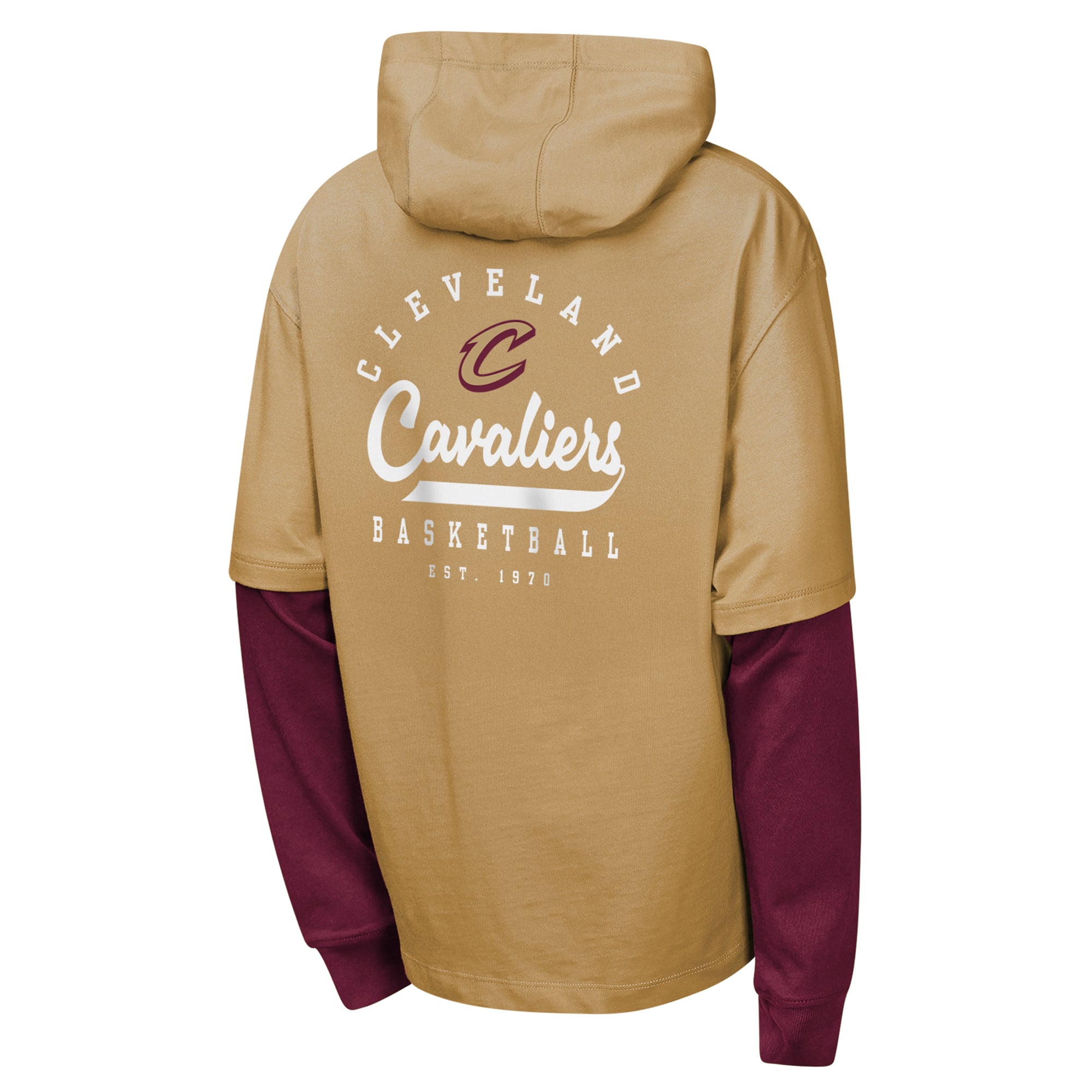 T-shirt à capuche surdimensionné Outerstuff beige Cleveland Cavaliers Double Nickel pour jeunes
