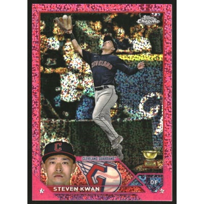 2023 Topps Chrome Magenta Speckle Refractors #107 Steven Kwan