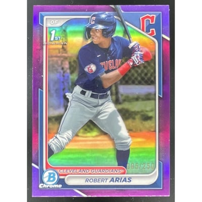 2024 Bowman Chrome Prospects Purple Refractor #BCP-243 Robert Arias RC /250