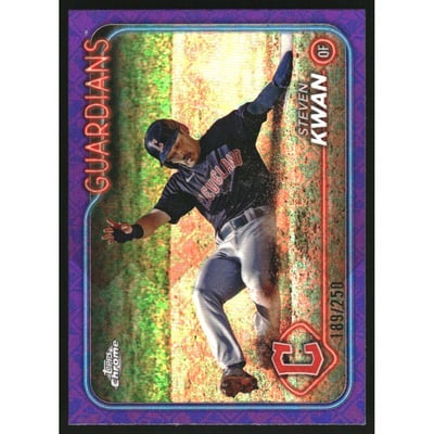 2024 Topps Chrome Logofractor Purple Refractors #30 Steven Kwan