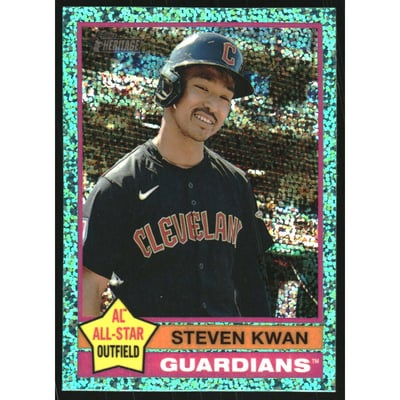 2025 Topps Heritage Chrome Aqua Sparkle Refractors #475 Steven Kwan