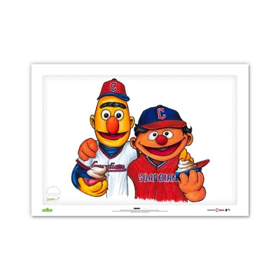 Cleveland Guardians Bert & Ernie Limited Edition 24" x 36" Sesame Street Art Print