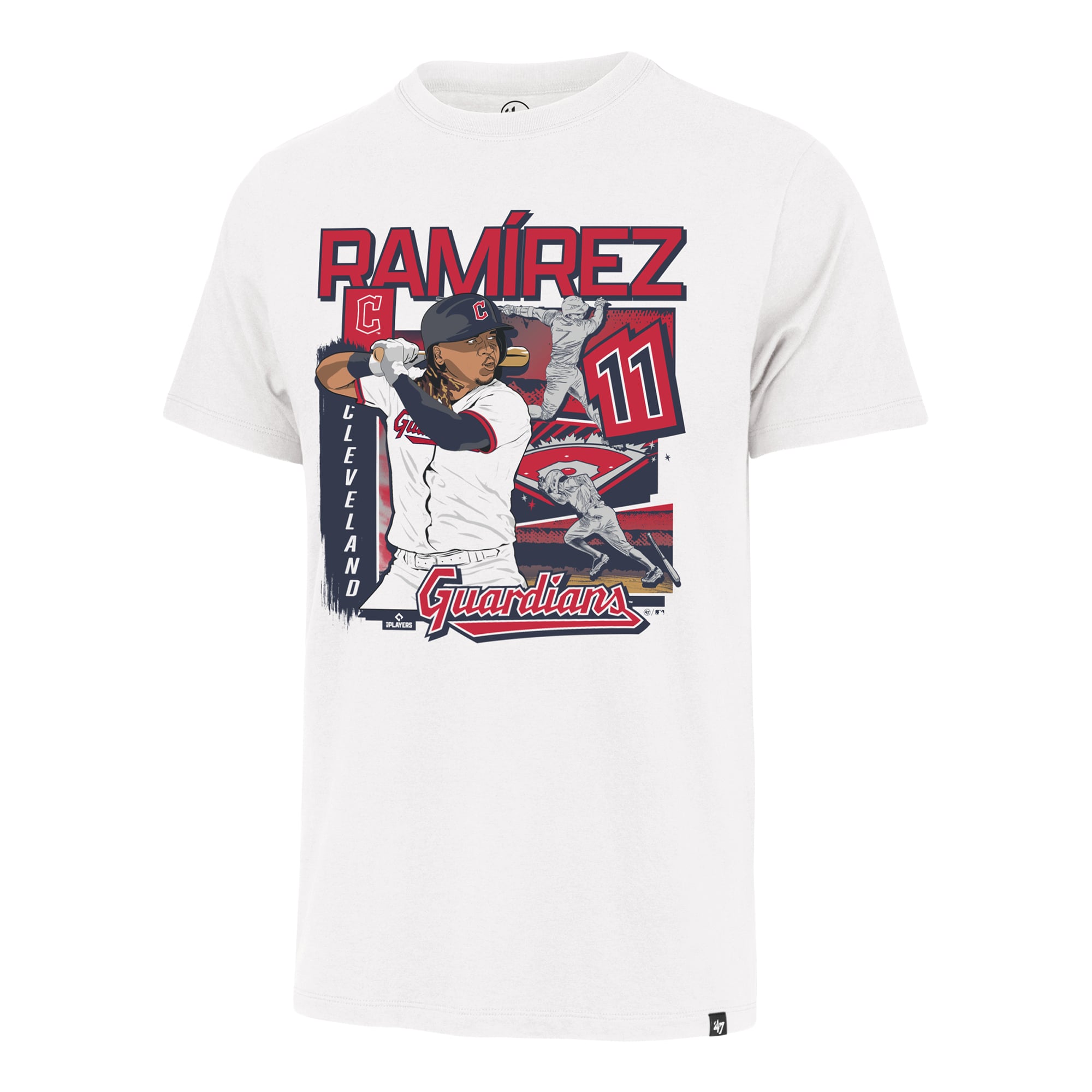 T-shirt homme '47 José Ramírez blanc Cleveland Guardians Field Mark Franklin