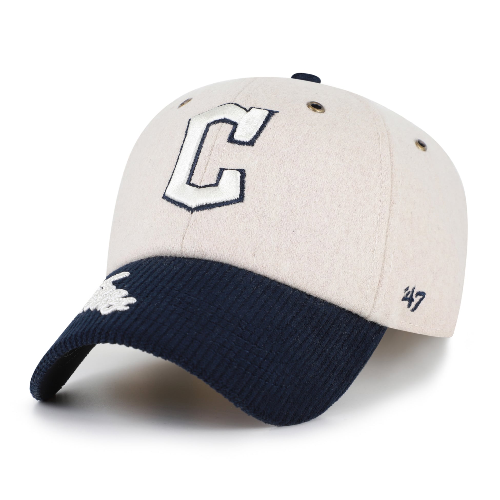 Casquette ajustable Cleveland Guardians « 47 » naturelle/marine avec inscription en corde