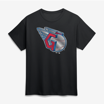 Cleveland Guardians Big & Tall Metallic Mascot T-Shirt - Black