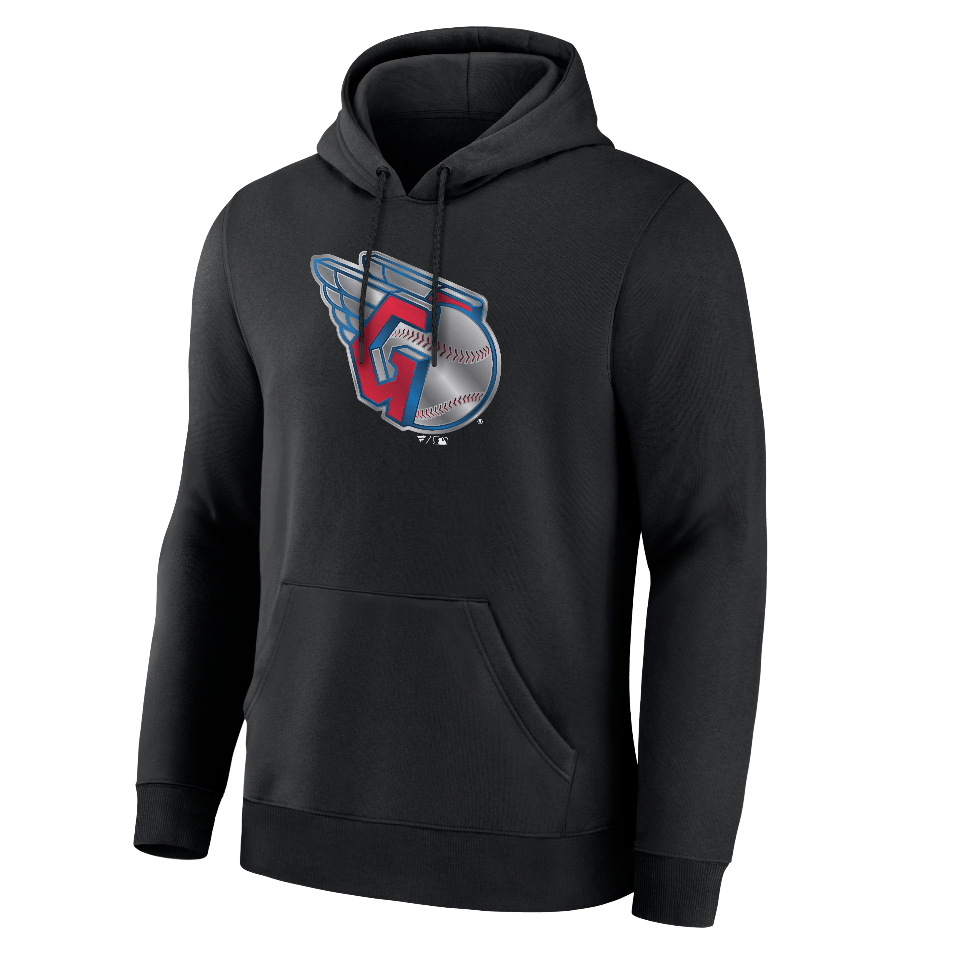 Men's Black Cleveland Guardians Metallic Mascot Hoodie