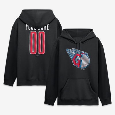 Cleveland Guardians  Metallic Mascot Personalized Name & Number Hoodie - Black