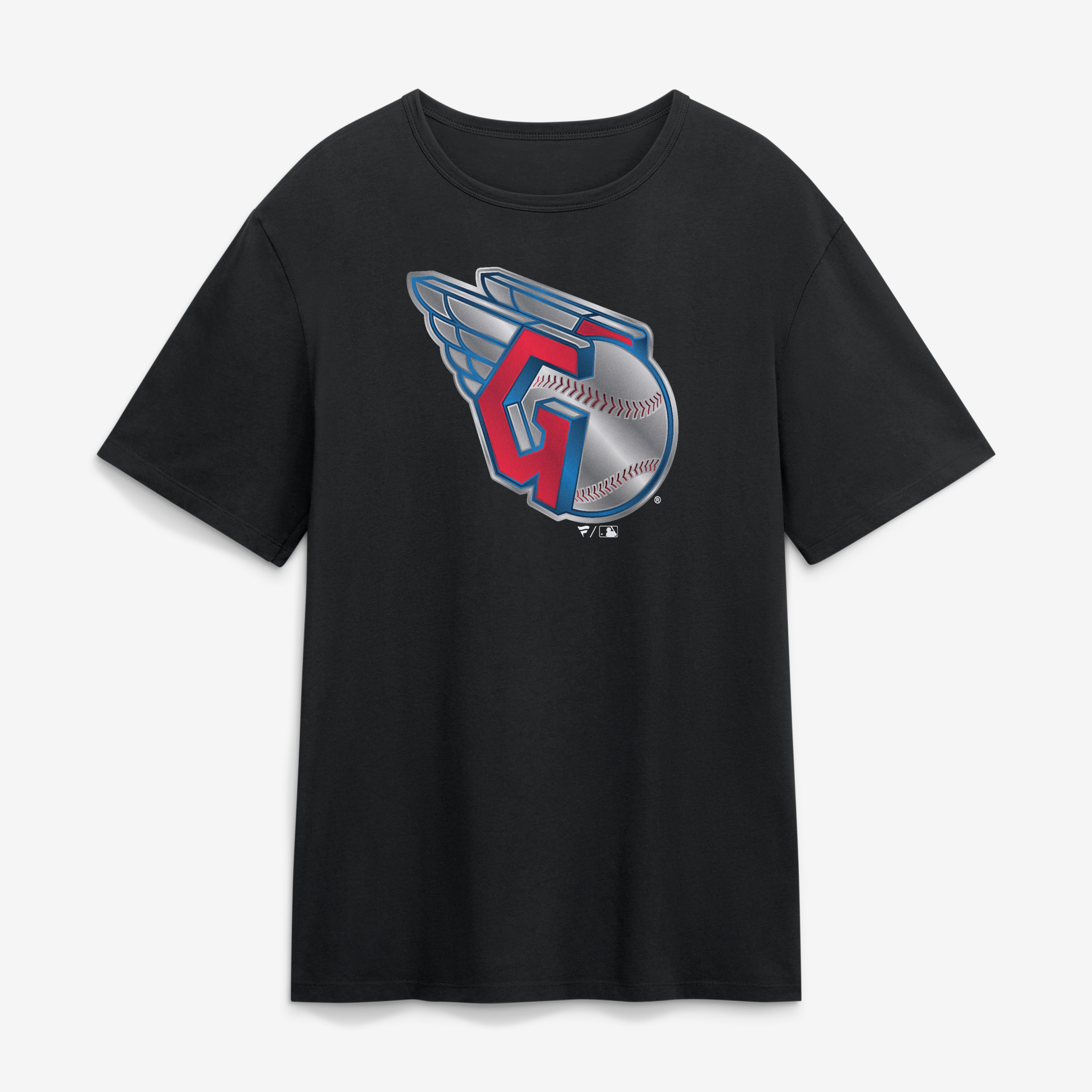 T-shirt noir pour homme Cleveland Guardians avec mascotte métallique