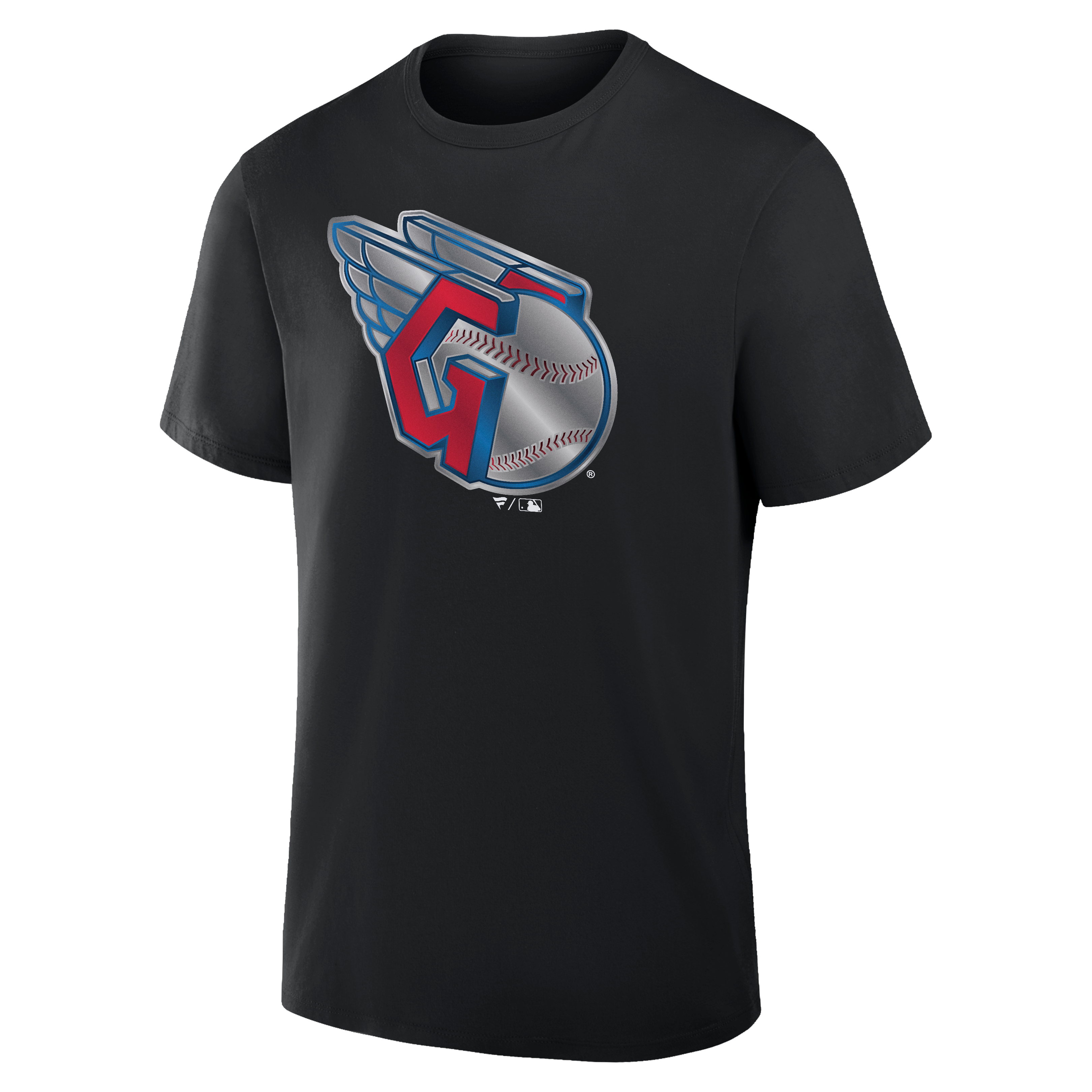 T-shirt noir pour homme Cleveland Guardians avec mascotte métallique