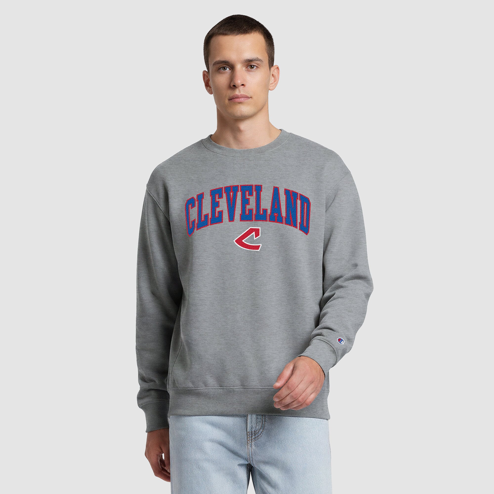 Sweat-shirt polaire Champion gris chiné Cleveland Guardians pour homme