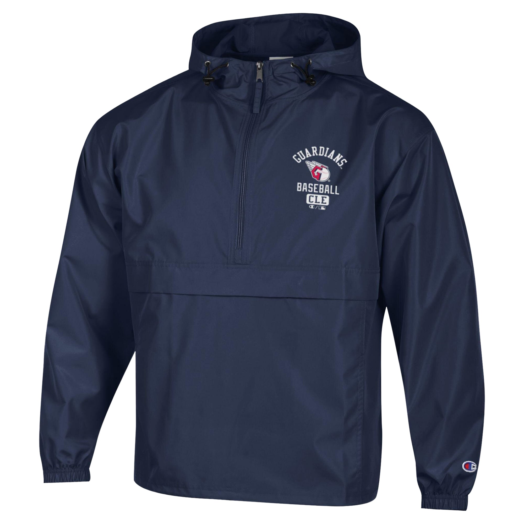 Men's Champion  Navy Cleveland Guardians Packable Windbreaker Half-Zip Jacket