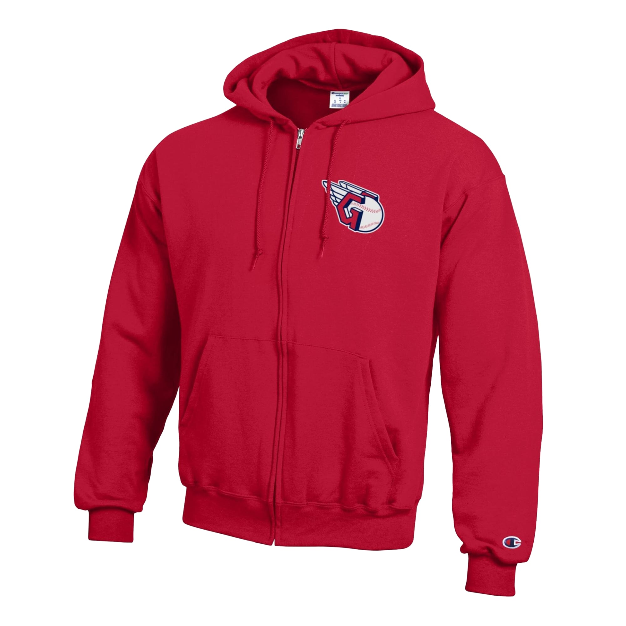 Men's Champion Red Cleveland Guardians Powerblend Full-Zip Hoodie