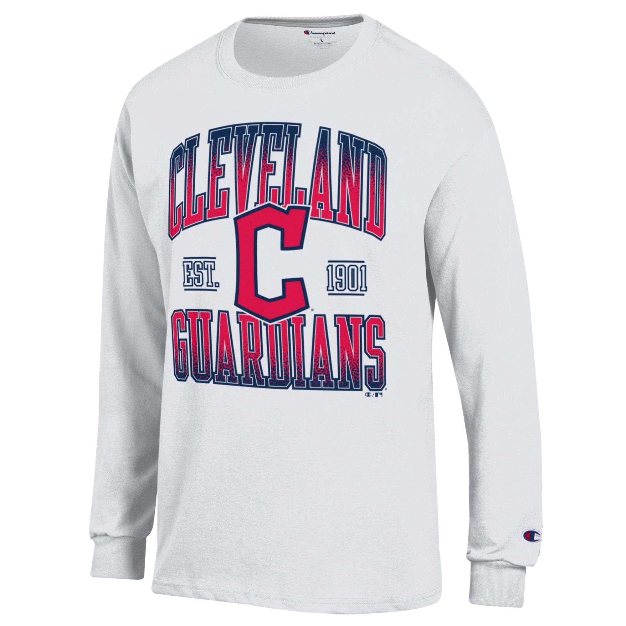 Men's Champion  White Cleveland Guardians Jersey Long Sleeve T-Shirt